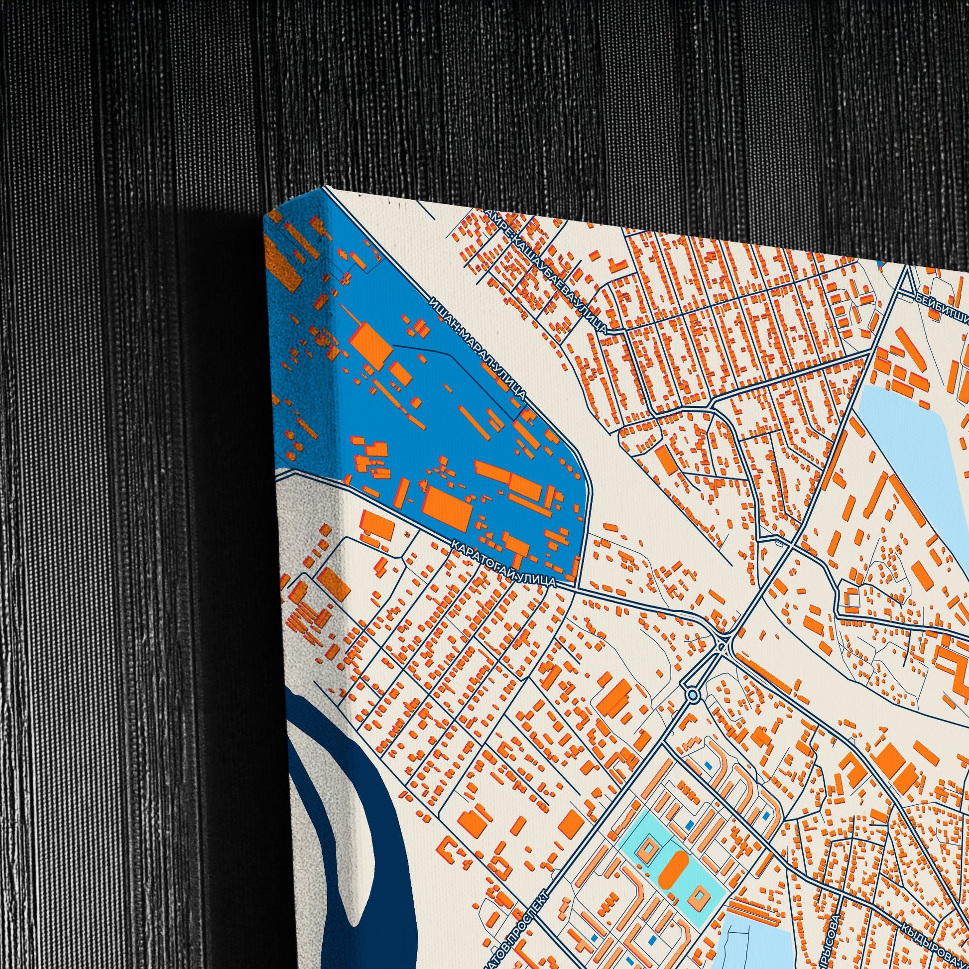 Kyzylorda Kazakhstan Colorful City Map Canvas Print Detail