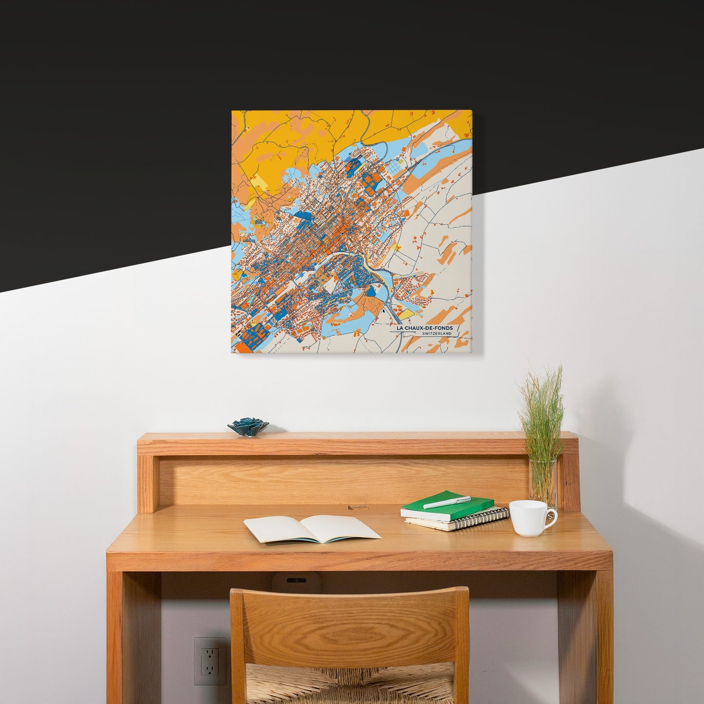 La Chaux-De-Fonds Switzerland Colorful City Map Canvas Print Scene