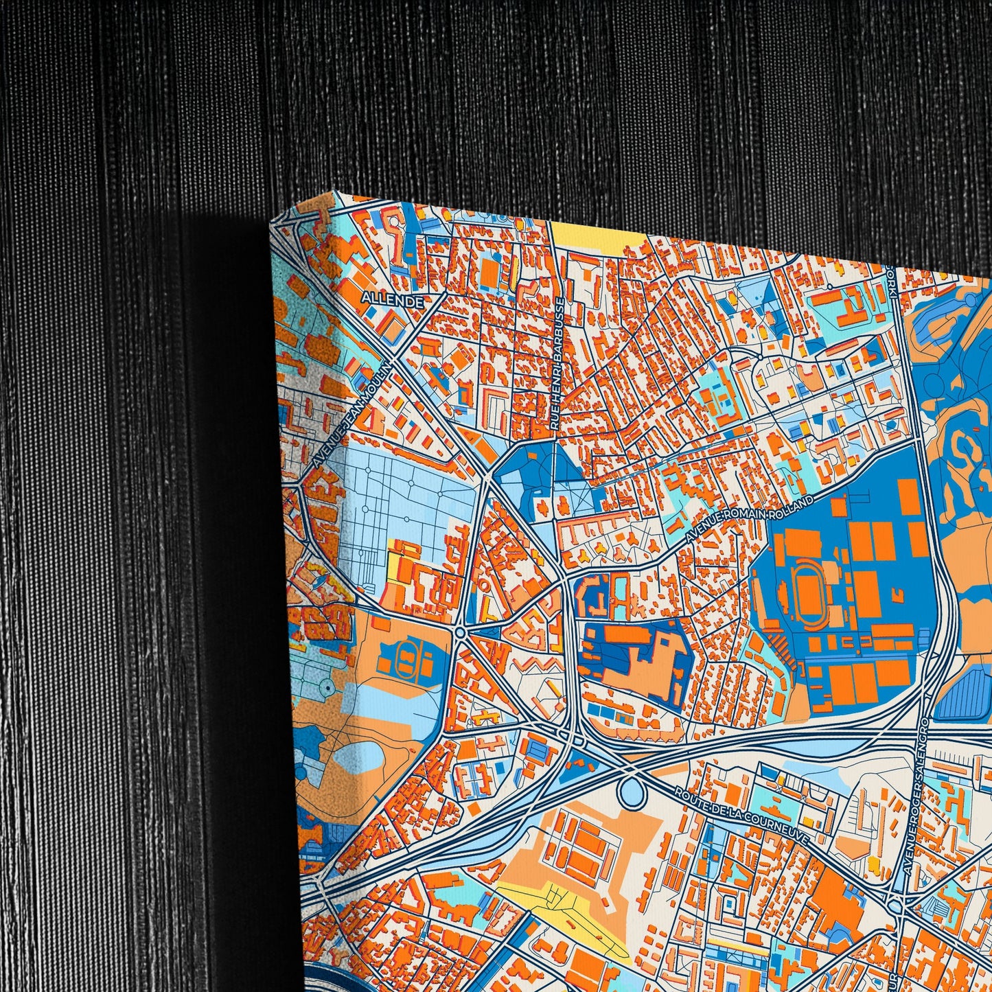 La Courneuve France Colorful City Map Canvas Print Detail
