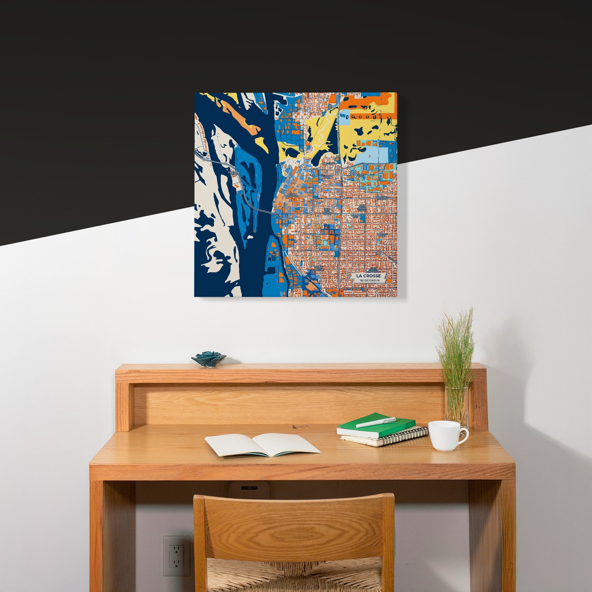 La Crosse Wisconsin Colorful City Map Canvas Print Scene