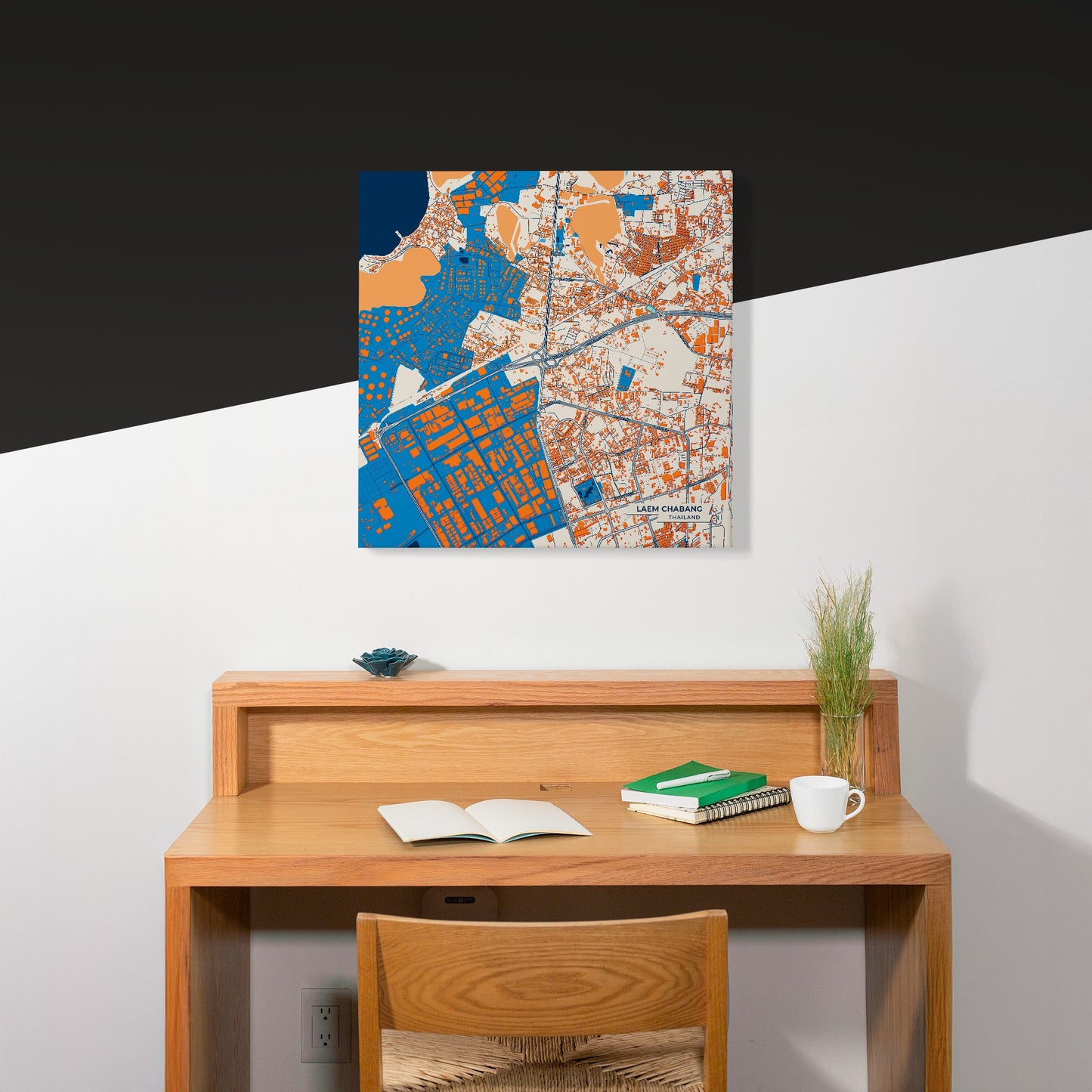 Laem Chabang Thailand Colorful City Map Canvas Print Scene