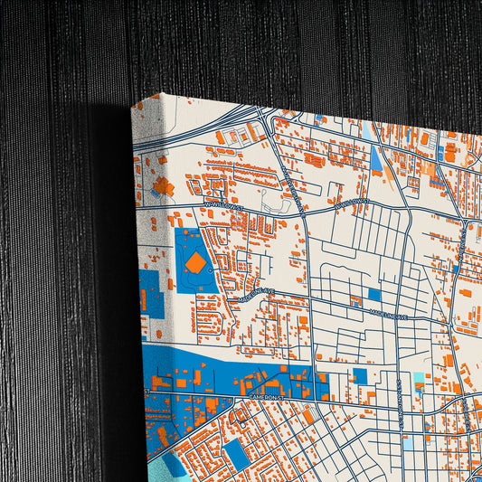 Lafayette Louisiana Colorful City Map Canvas Print Detail