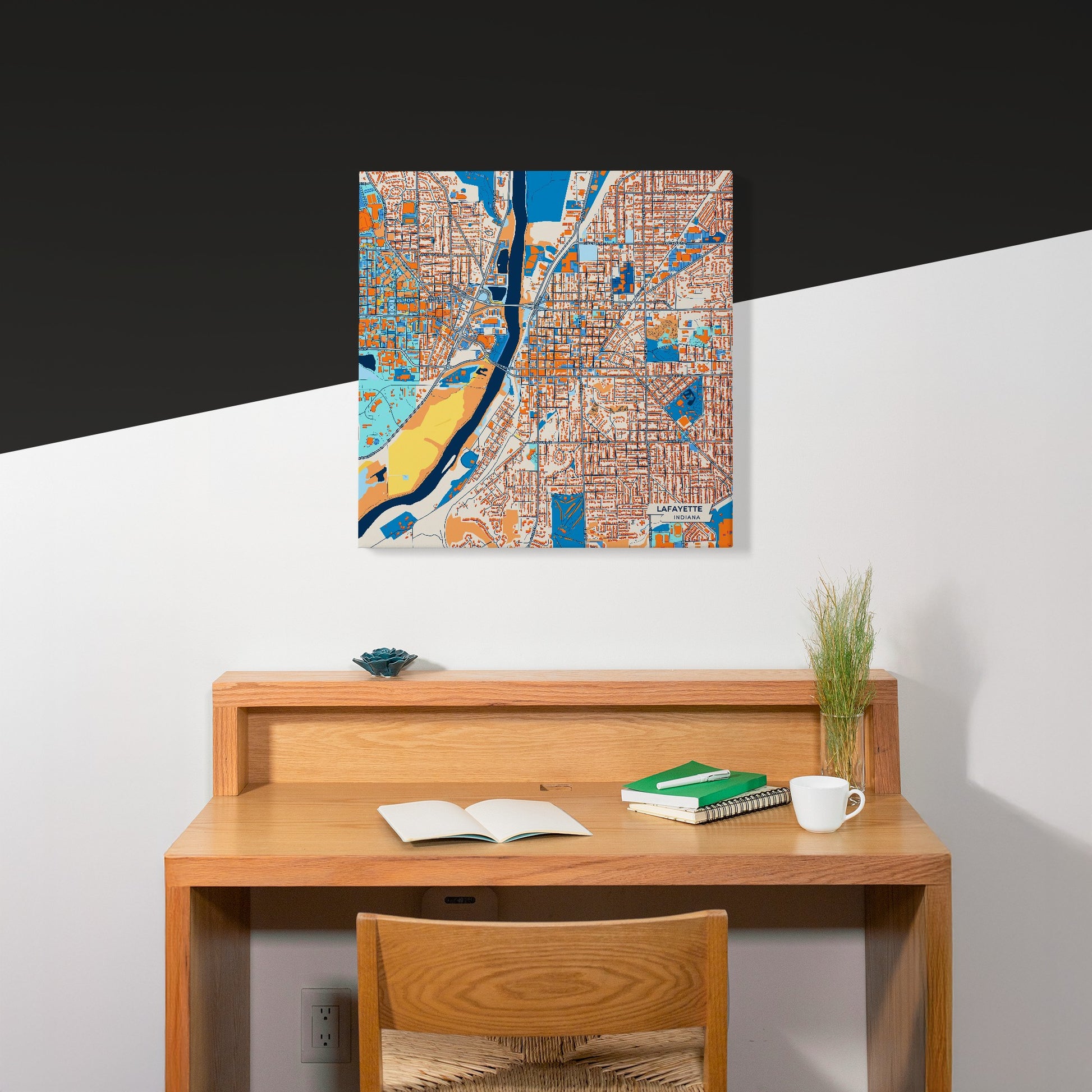Lafayette Indiana Colorful City Map Canvas Print Scene