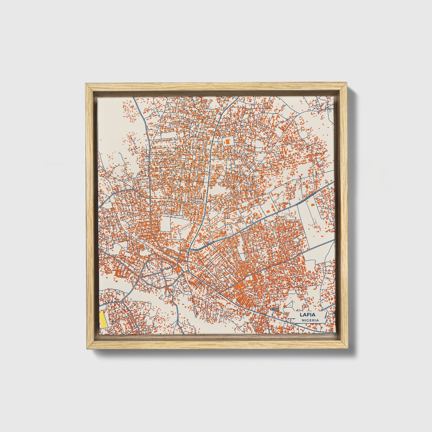Lafia Nigeria Colorful City Map Canvas Print • Natural Wooden Framed