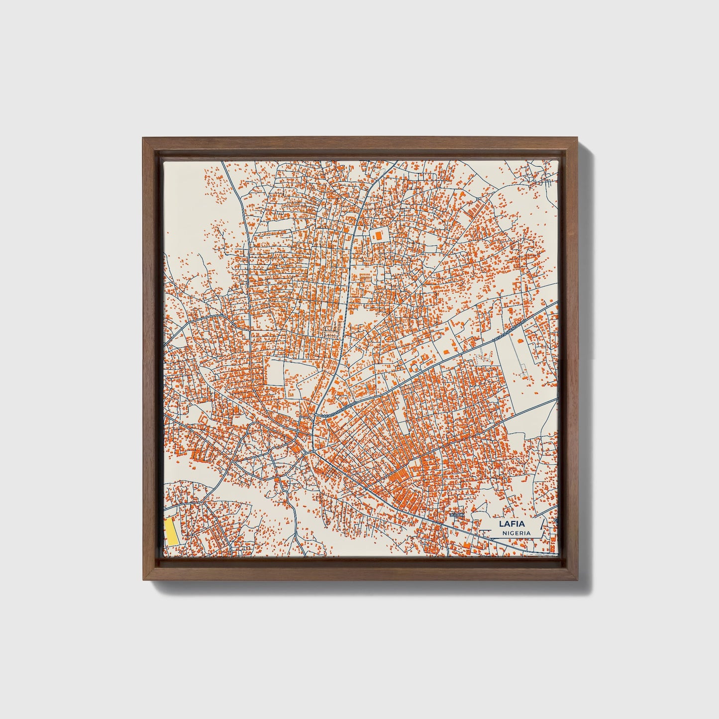 Lafia Nigeria Colorful City Map Canvas Print • Dark Wooden Framed