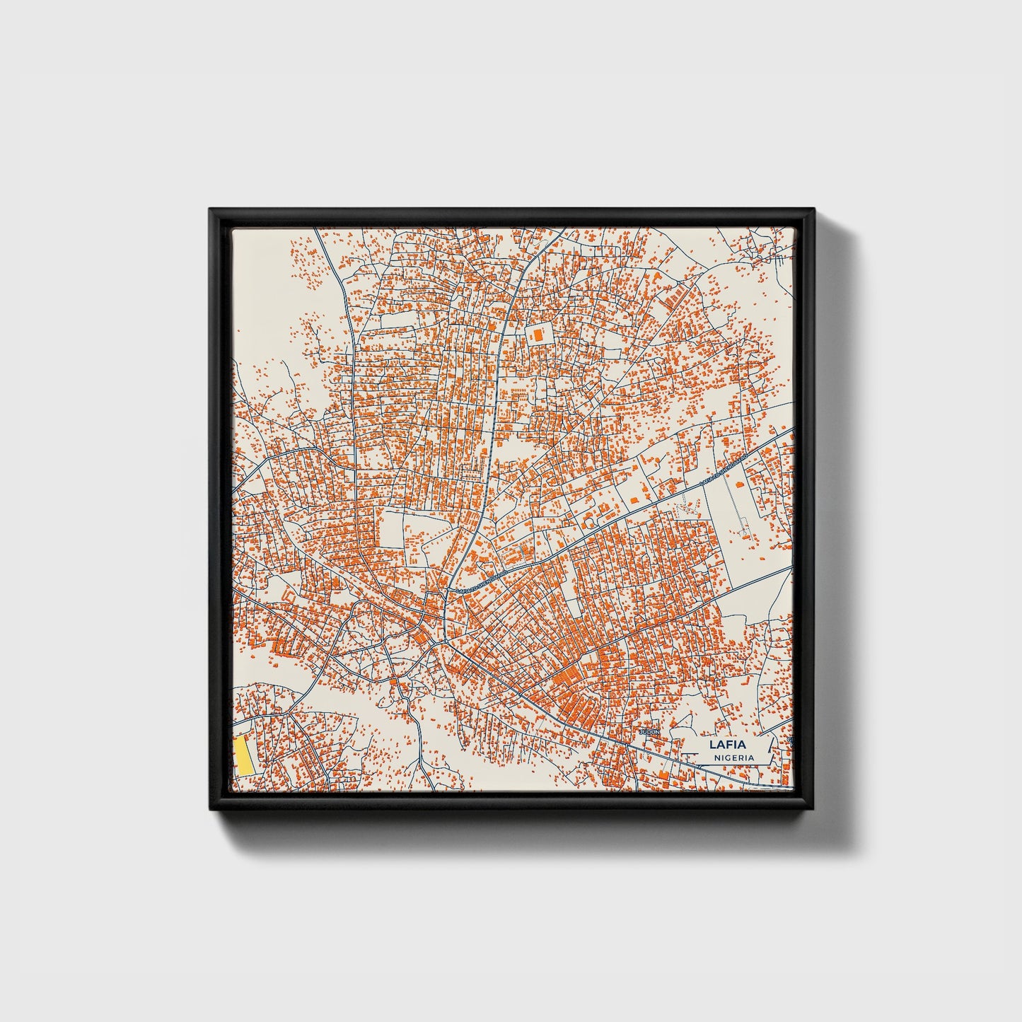 Lafia Nigeria Colorful City Map Canvas Print • Black Framed