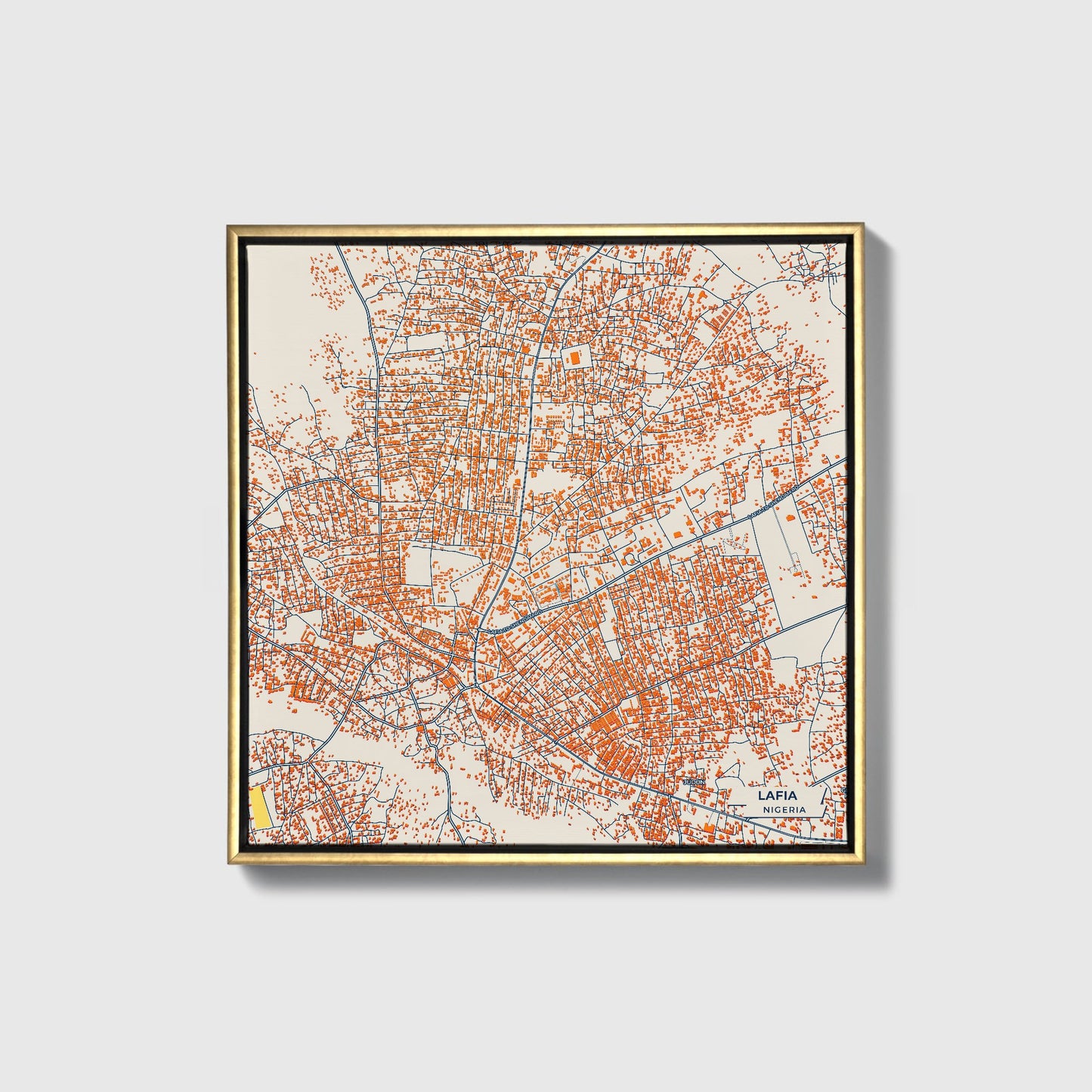 Lafia Nigeria Colorful City Map Canvas Print • Gold Framed