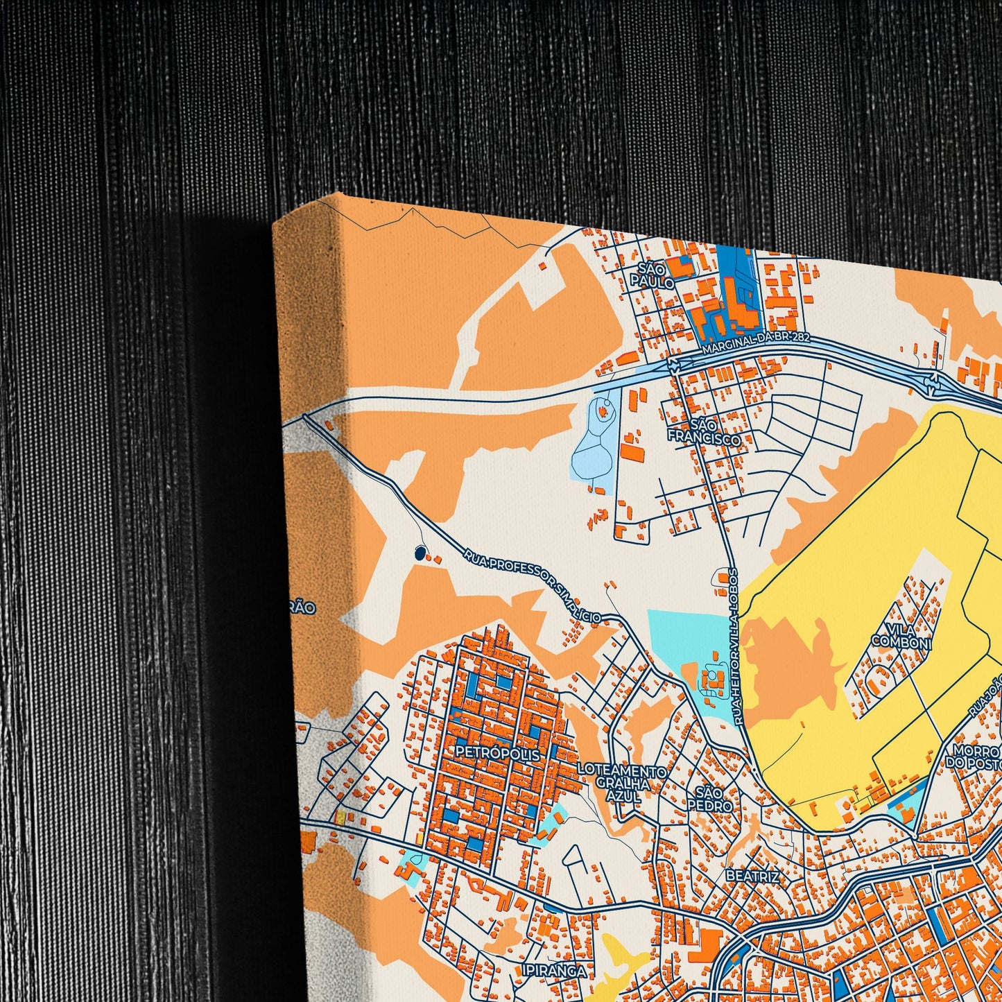 Lages Brazil Colorful City Map Canvas Print Detail