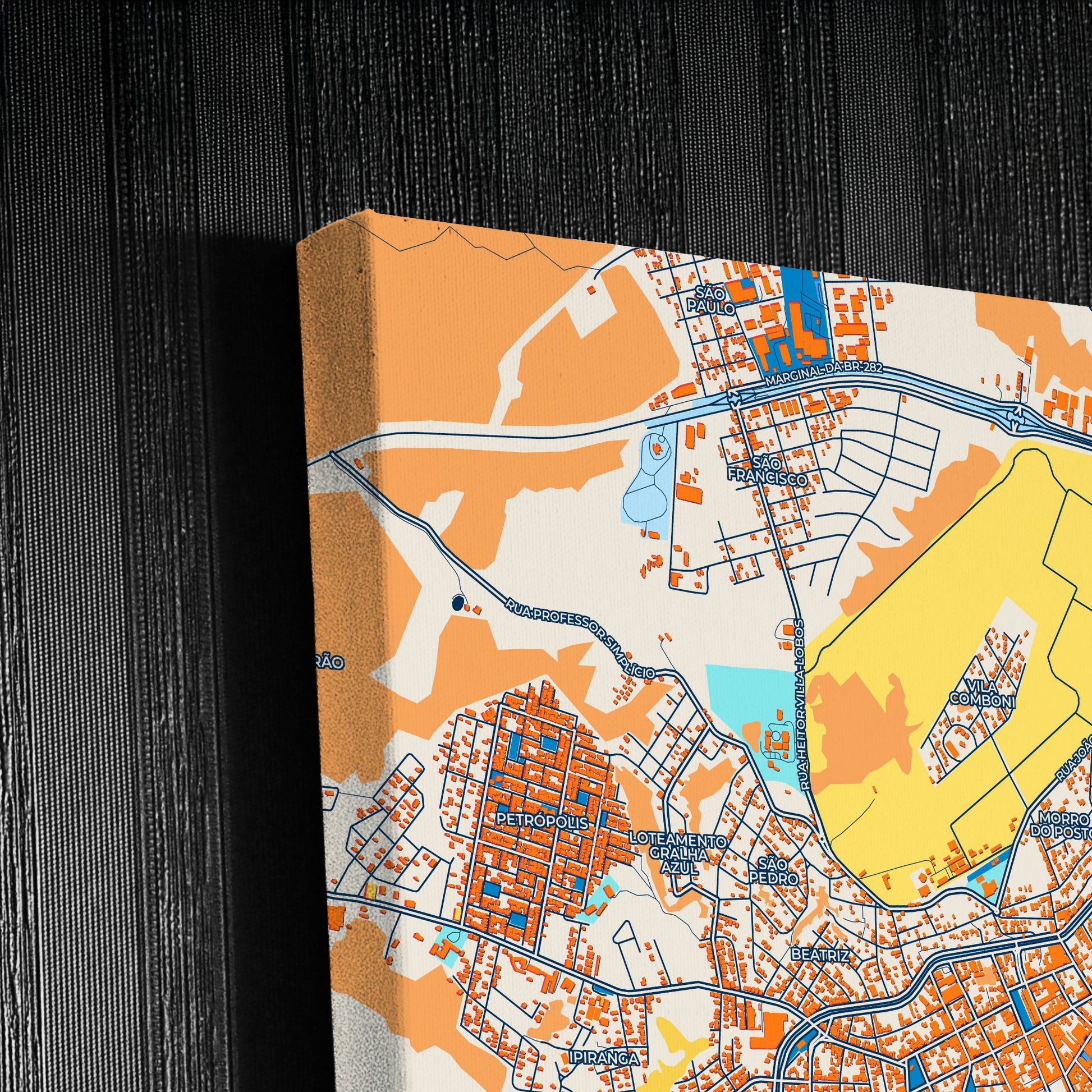 Lages Brazil Colorful City Map Canvas Print Detail
