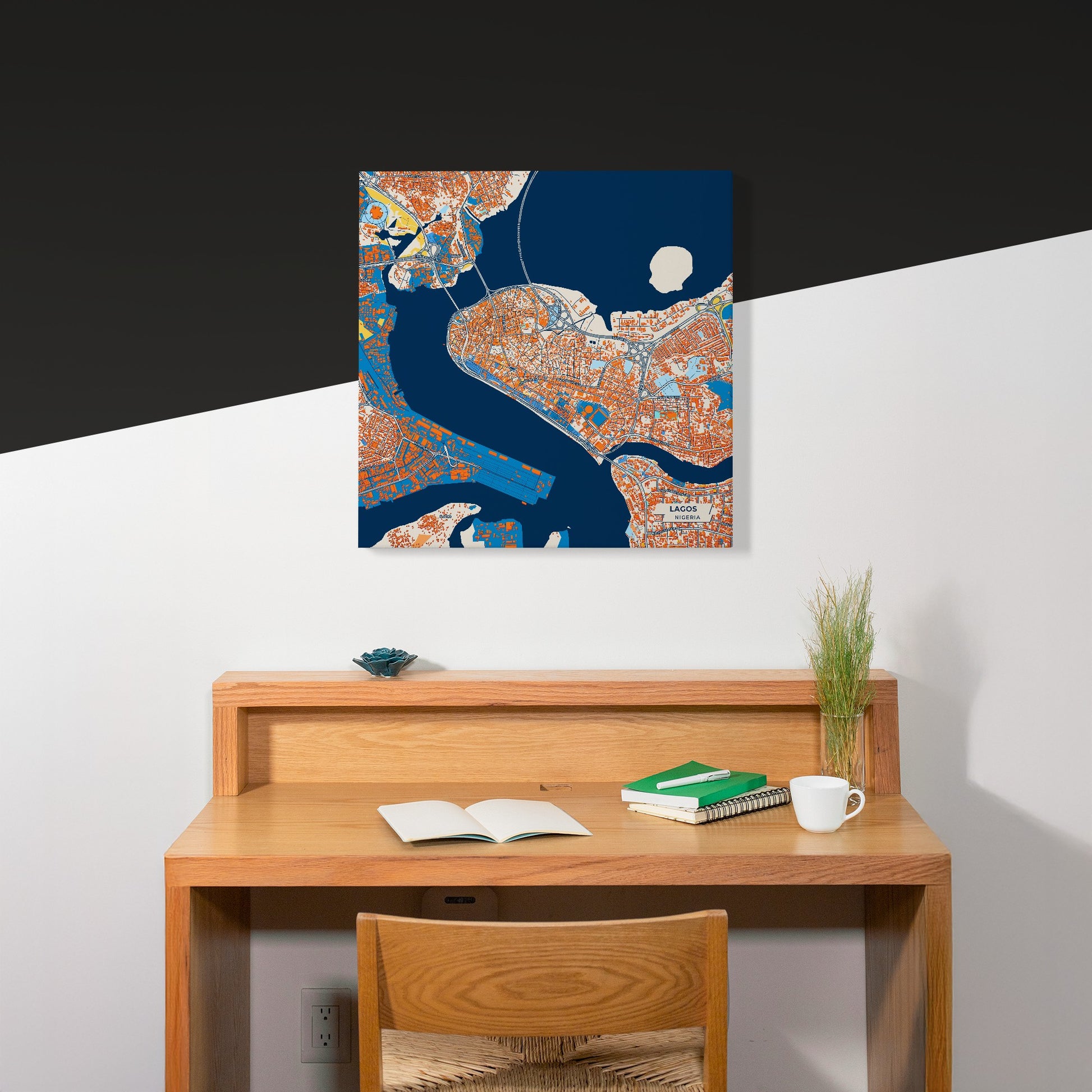 Lagos Nigeria Colorful City Map Canvas Print Scene