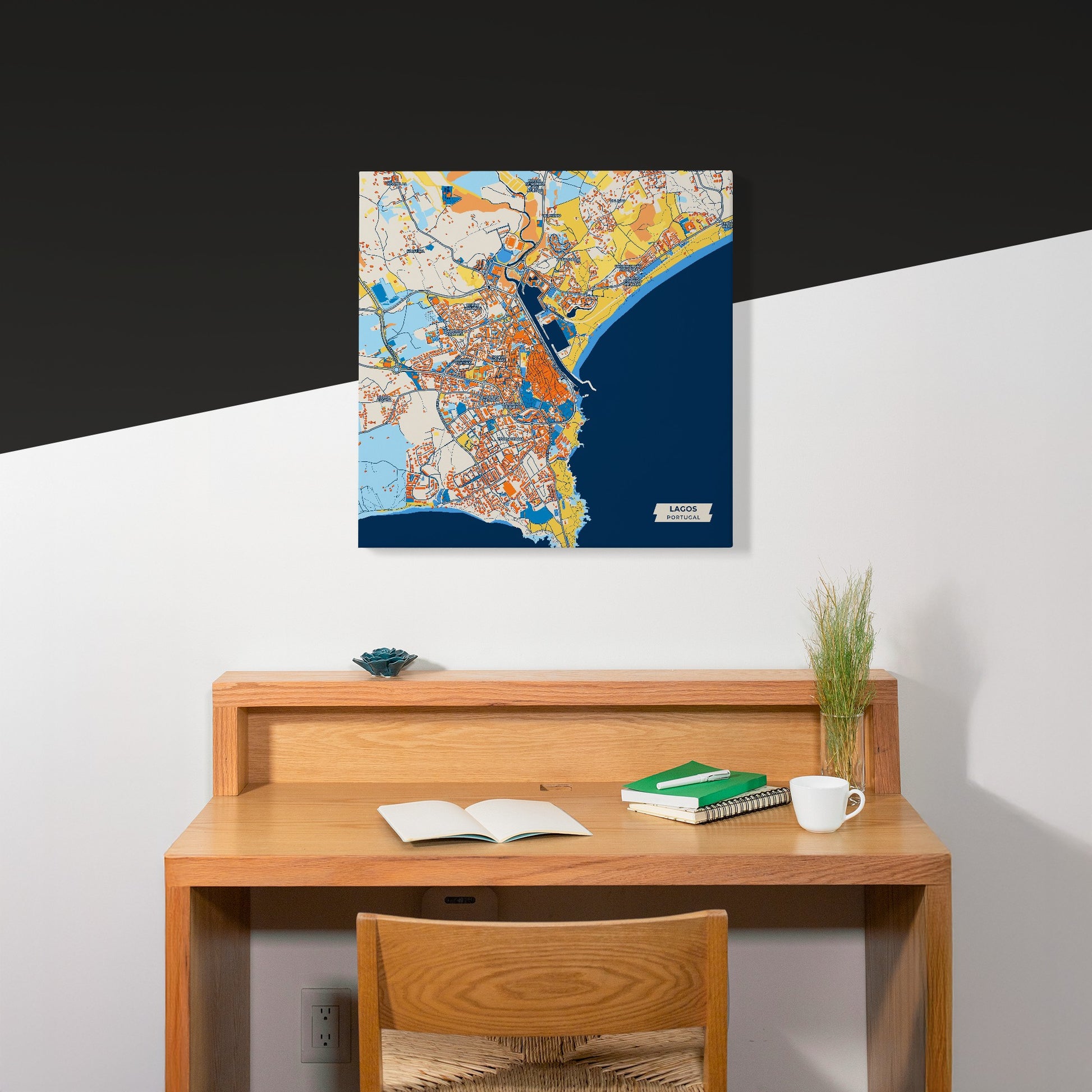 Lagos Portugal Colorful City Map Canvas Print Scene