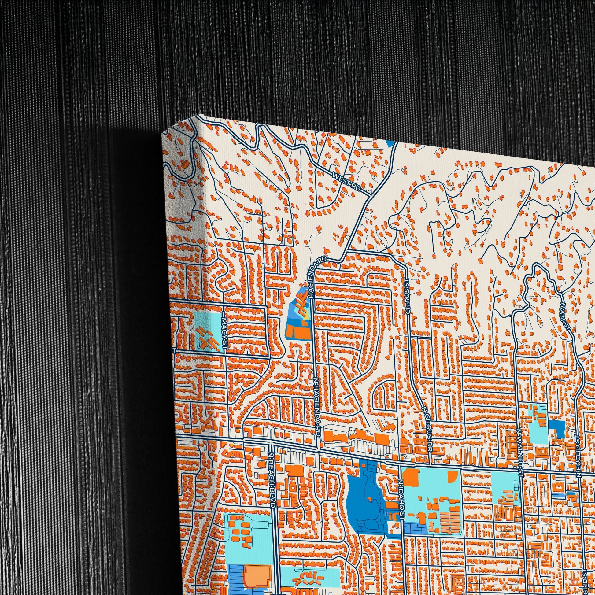 La Habra California Colorful City Map Canvas Print Detail