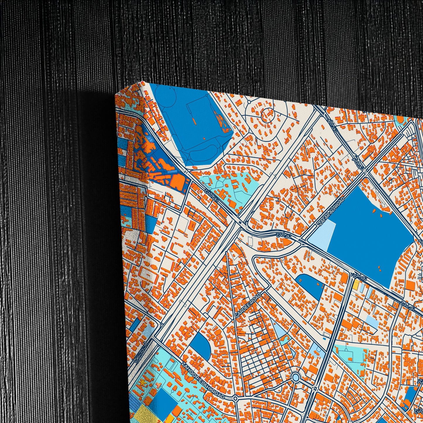 Lahore Pakistan Colorful City Map Canvas Print Detail
