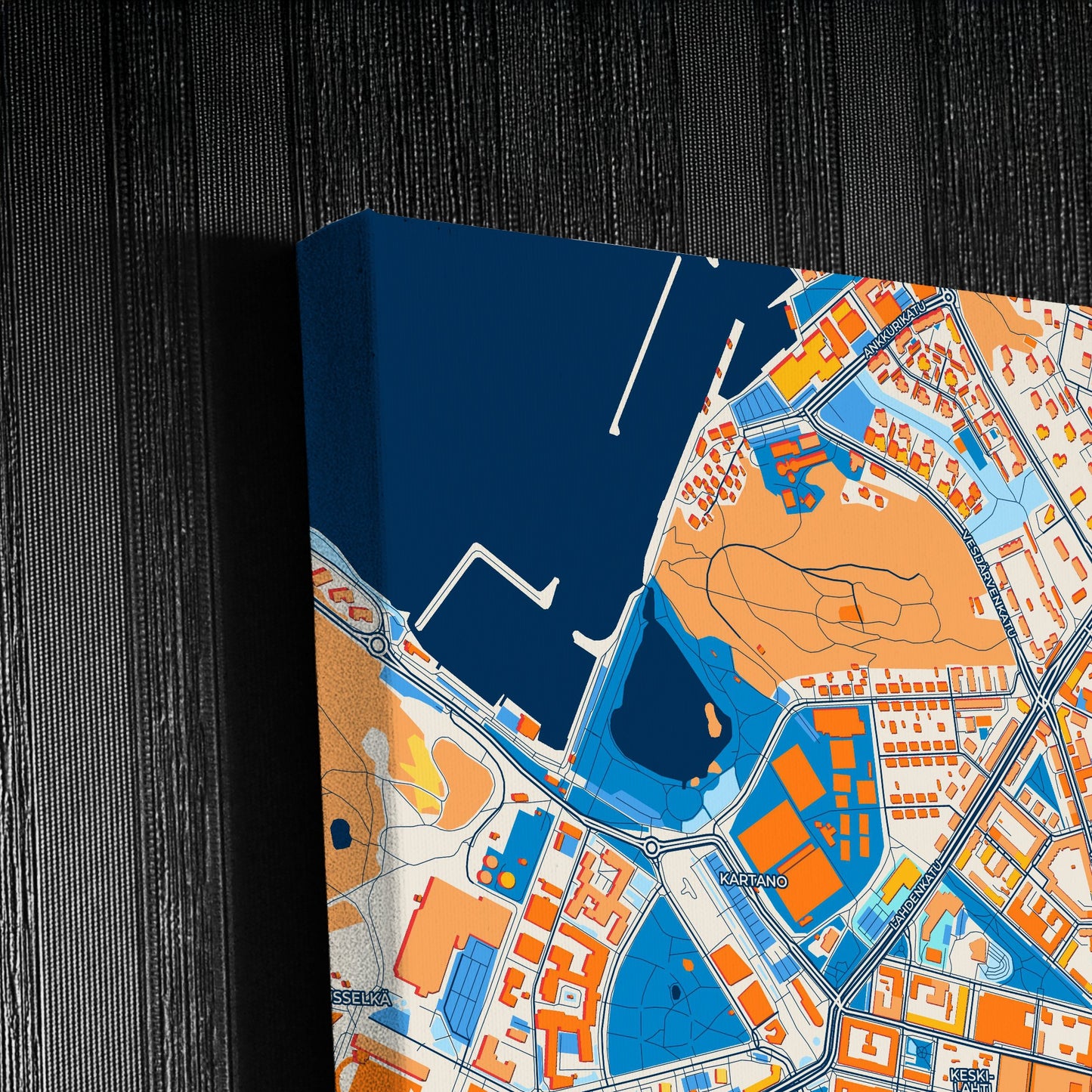 Lahti Finland Colorful City Map Canvas Print Detail