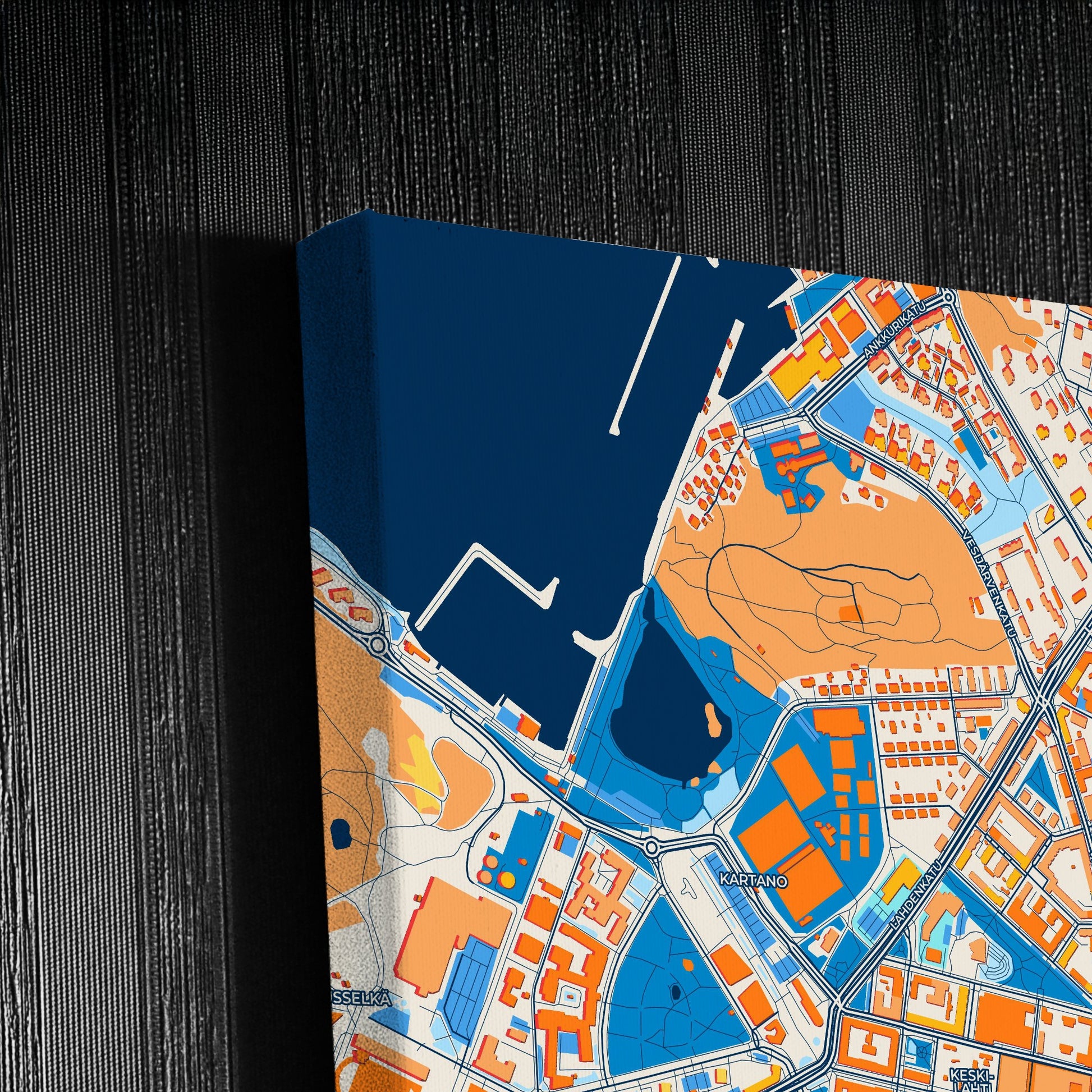 Lahti Finland Colorful City Map Canvas Print Detail