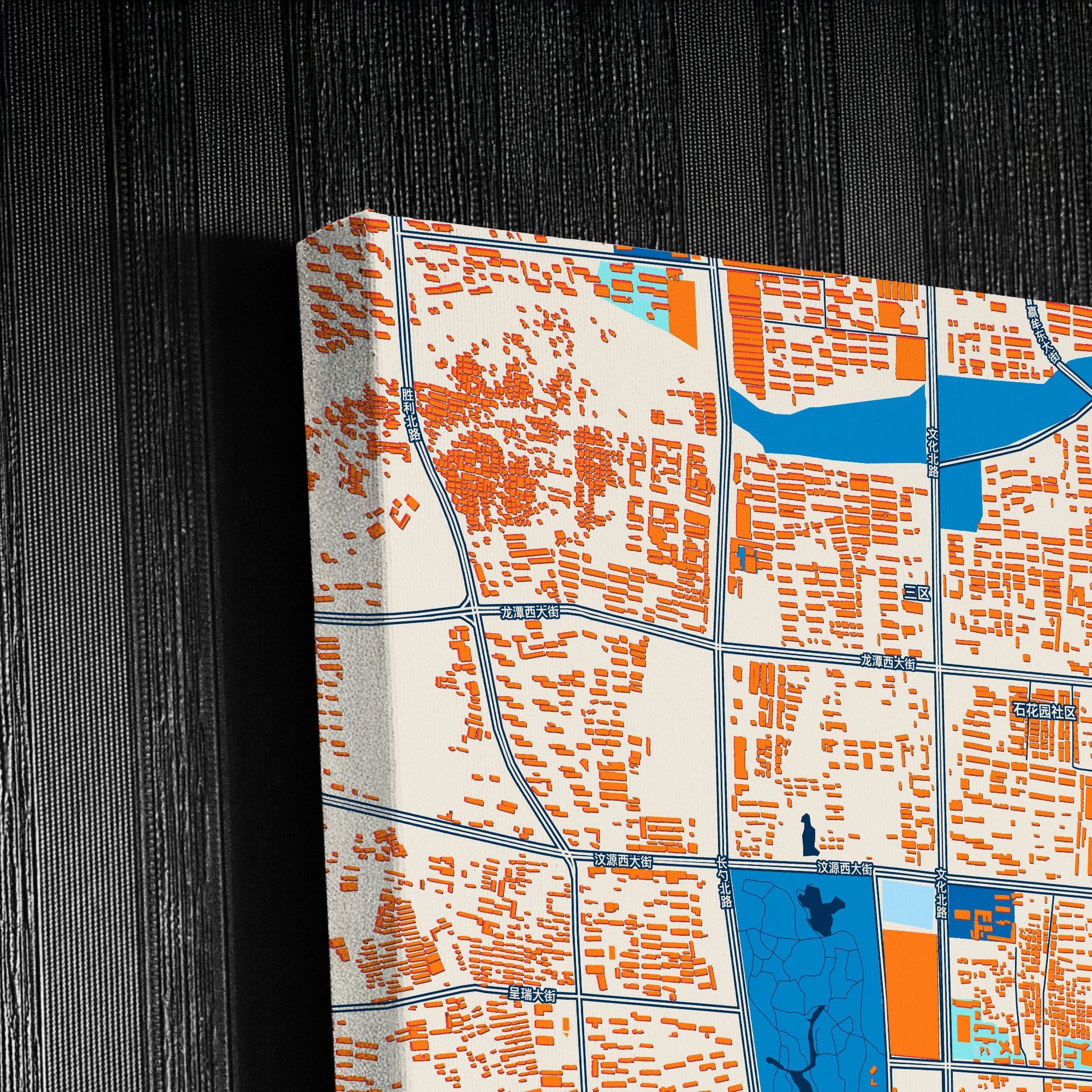 Laiwu China Colorful City Map Canvas Print Detail