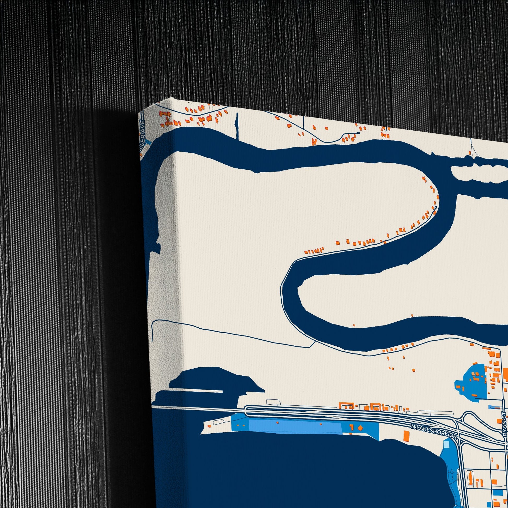 Lake Charles Louisiana Colorful City Map Canvas Print Detail