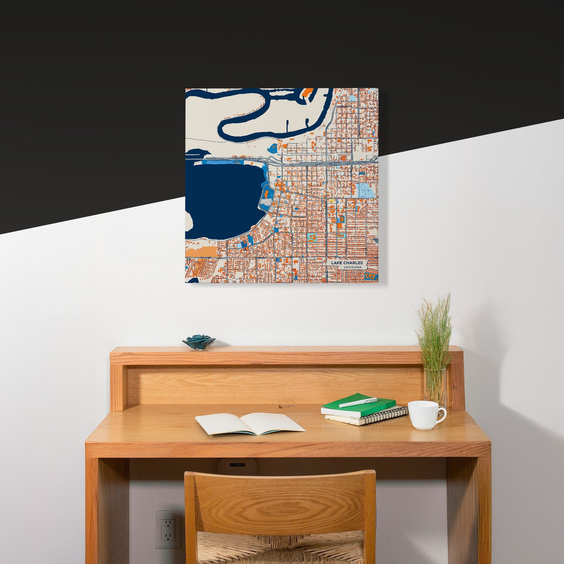 Lake Charles Louisiana Colorful City Map Canvas Print Scene