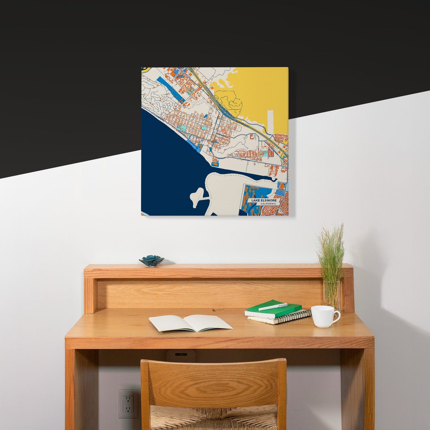 Lake Elsinore California Colorful City Map Canvas Print Scene