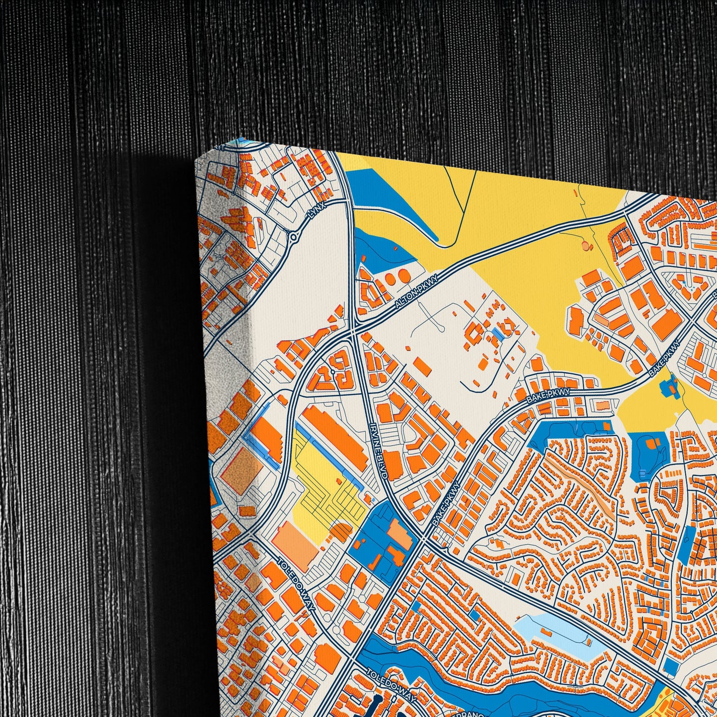 Lake Forest California Colorful City Map Canvas Print Detail