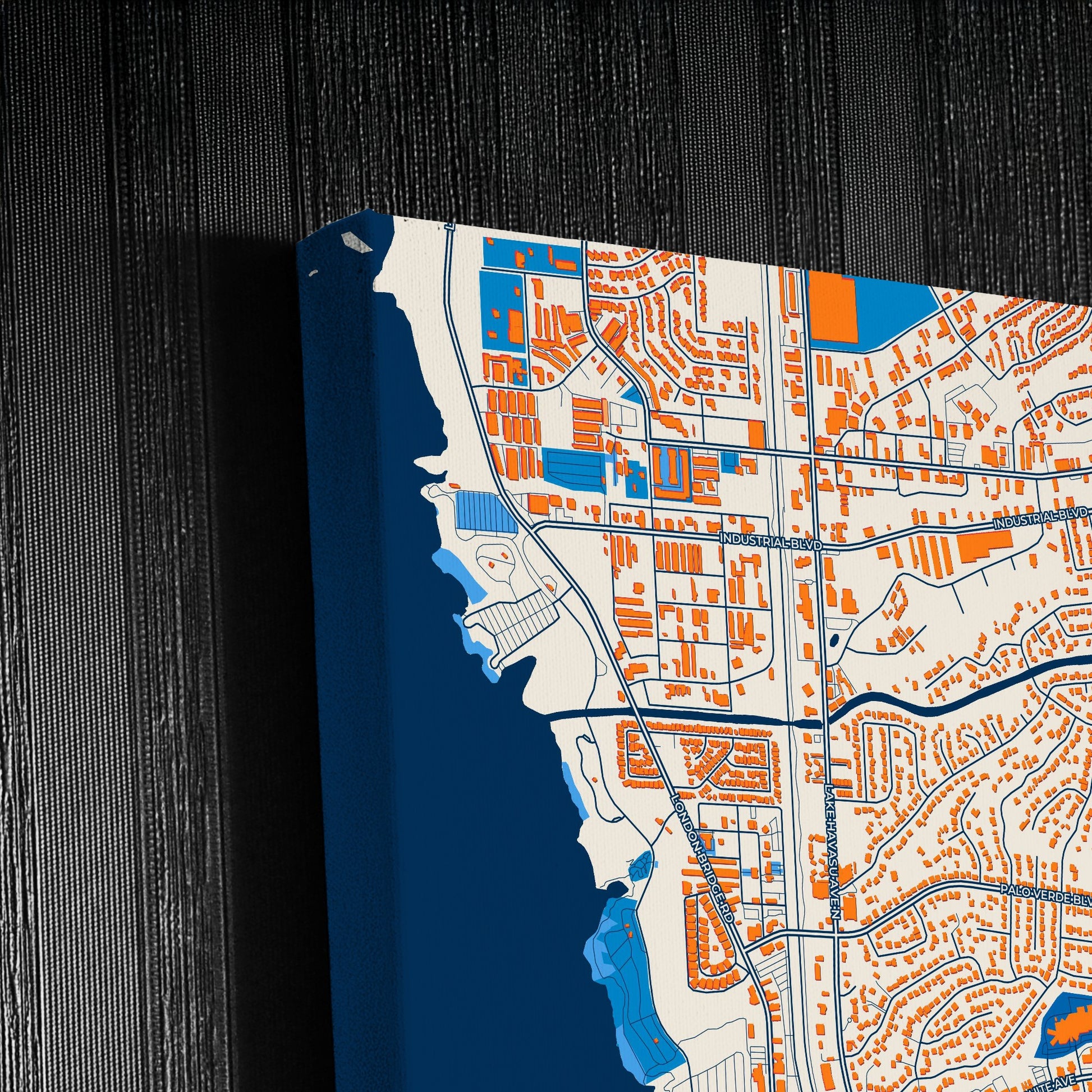 Lake Havasu City Arizona Colorful City Map Canvas Print Detail