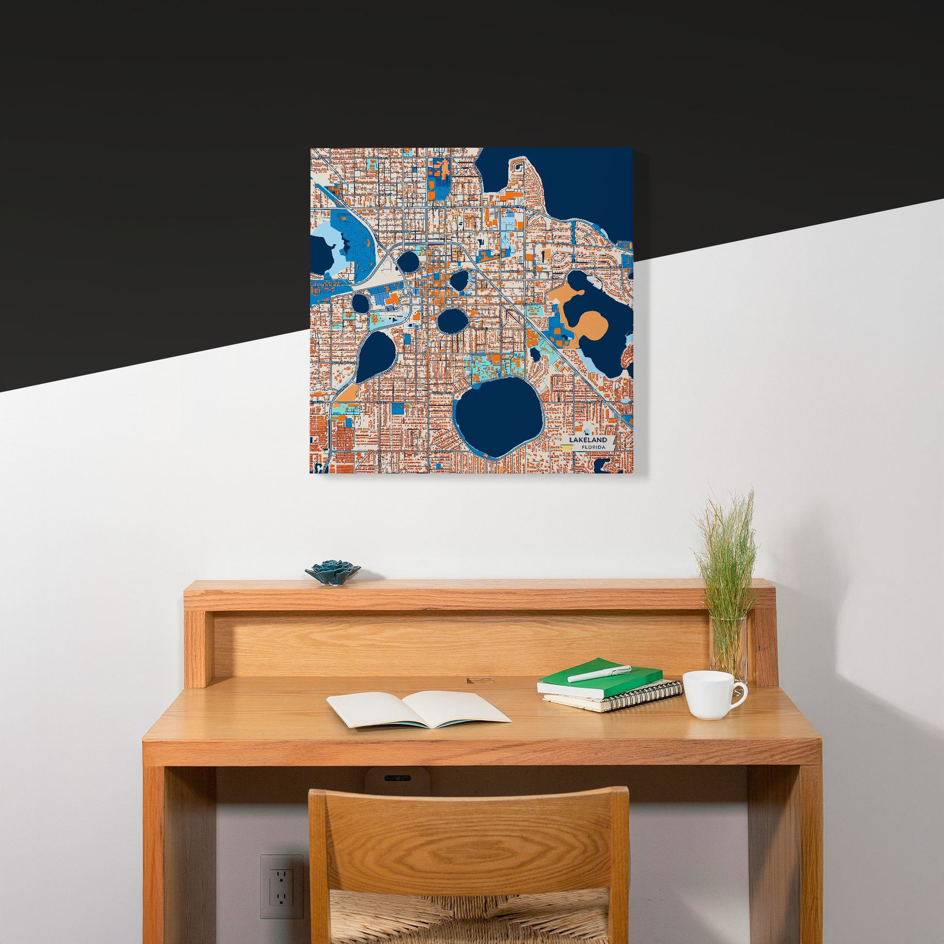 Lakeland Florida Colorful City Map Canvas Print Scene