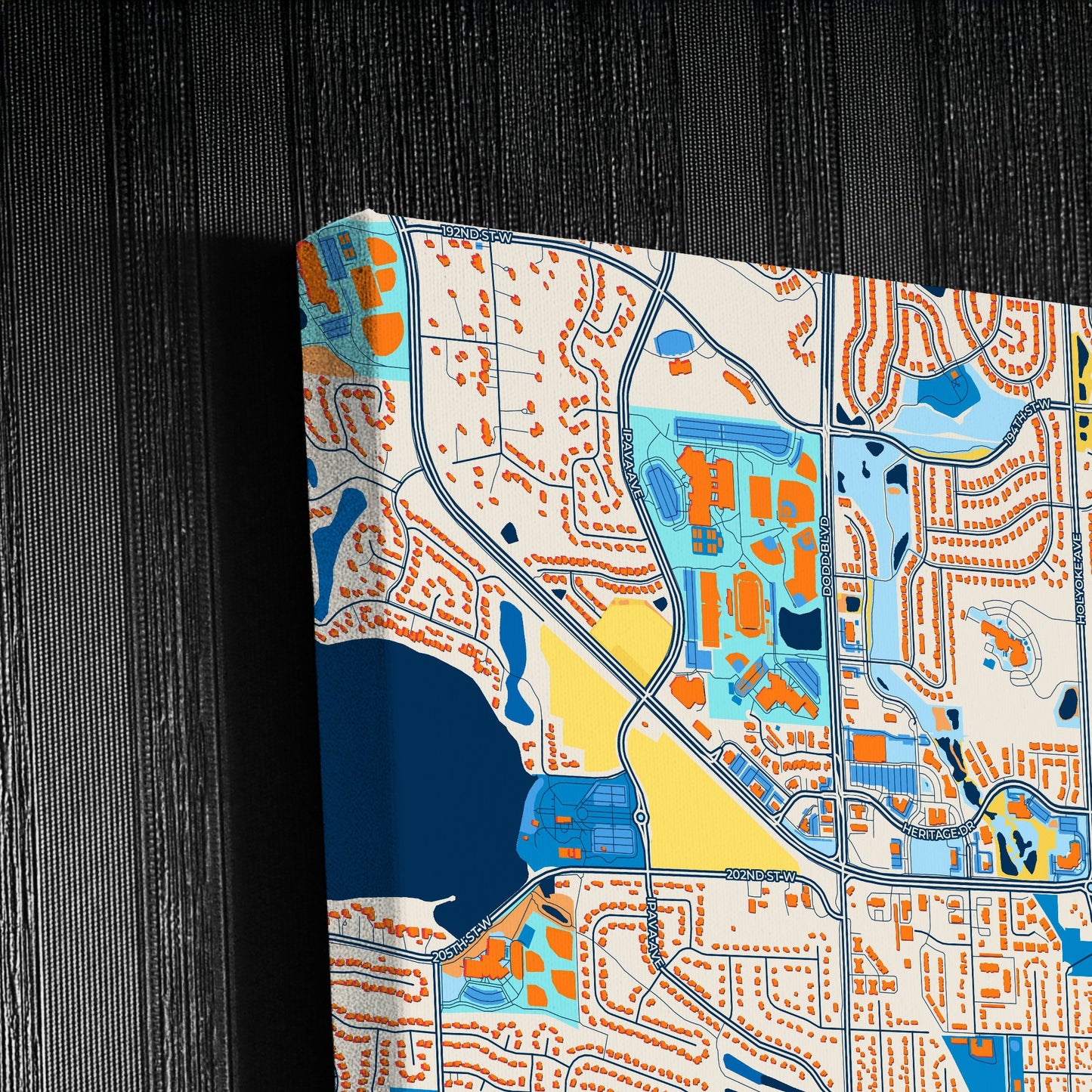 Lakeville Minnesota Colorful City Map Canvas Print Detail