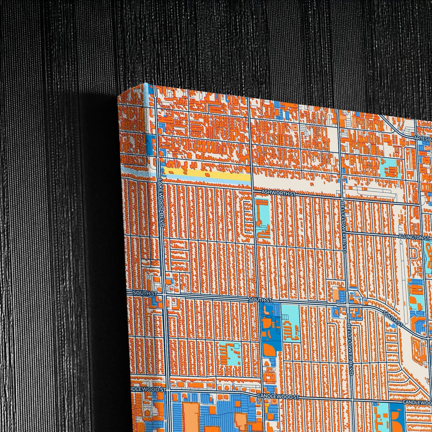 Lakewood California Colorful City Map Canvas Print Detail