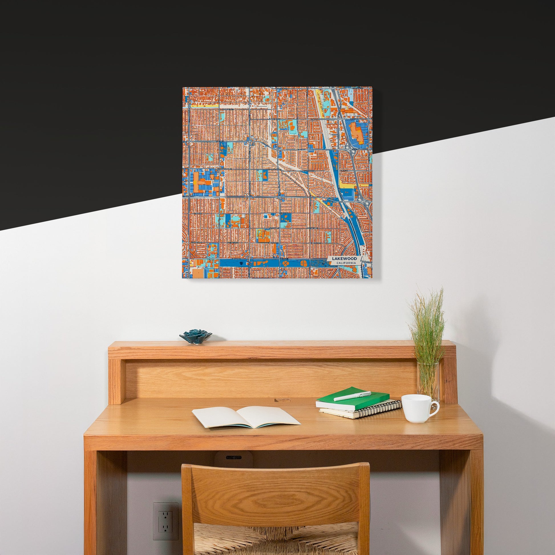 Lakewood California Colorful City Map Canvas Print Scene