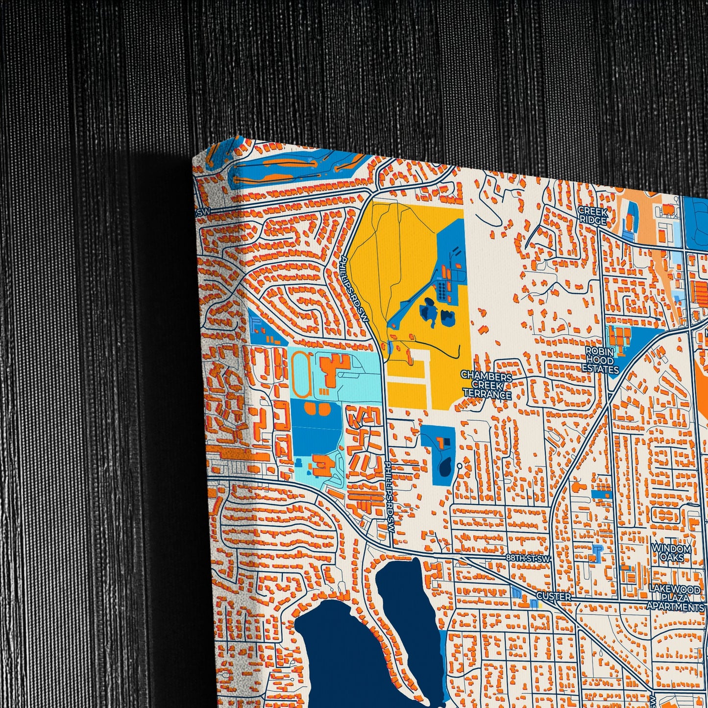 Lakewood Washington Colorful City Map Canvas Print Detail