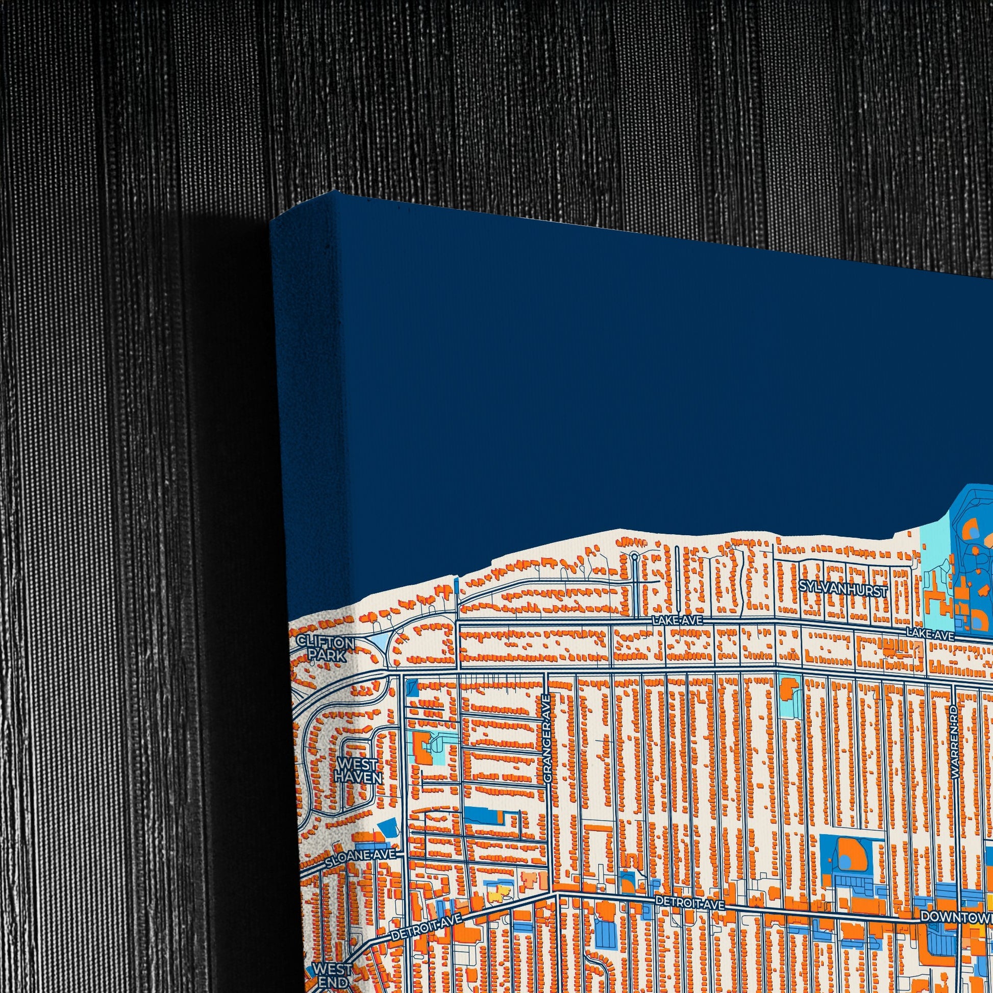 Lakewood Ohio Colorful City Map Canvas Print Detail