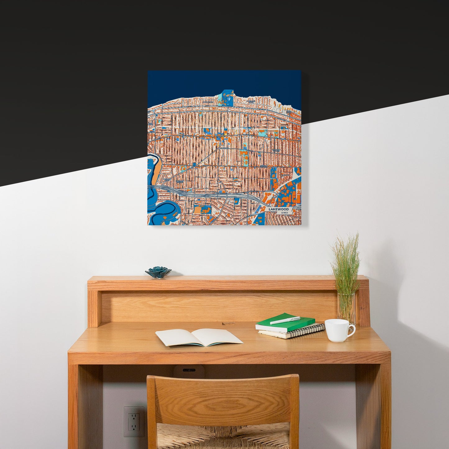 Lakewood Ohio Colorful City Map Canvas Print Scene