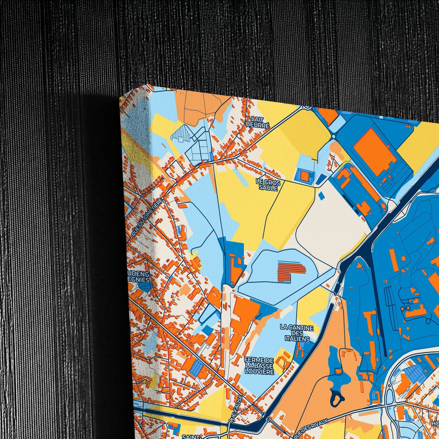La Louvière Belgium Colorful City Map Canvas Print Detail