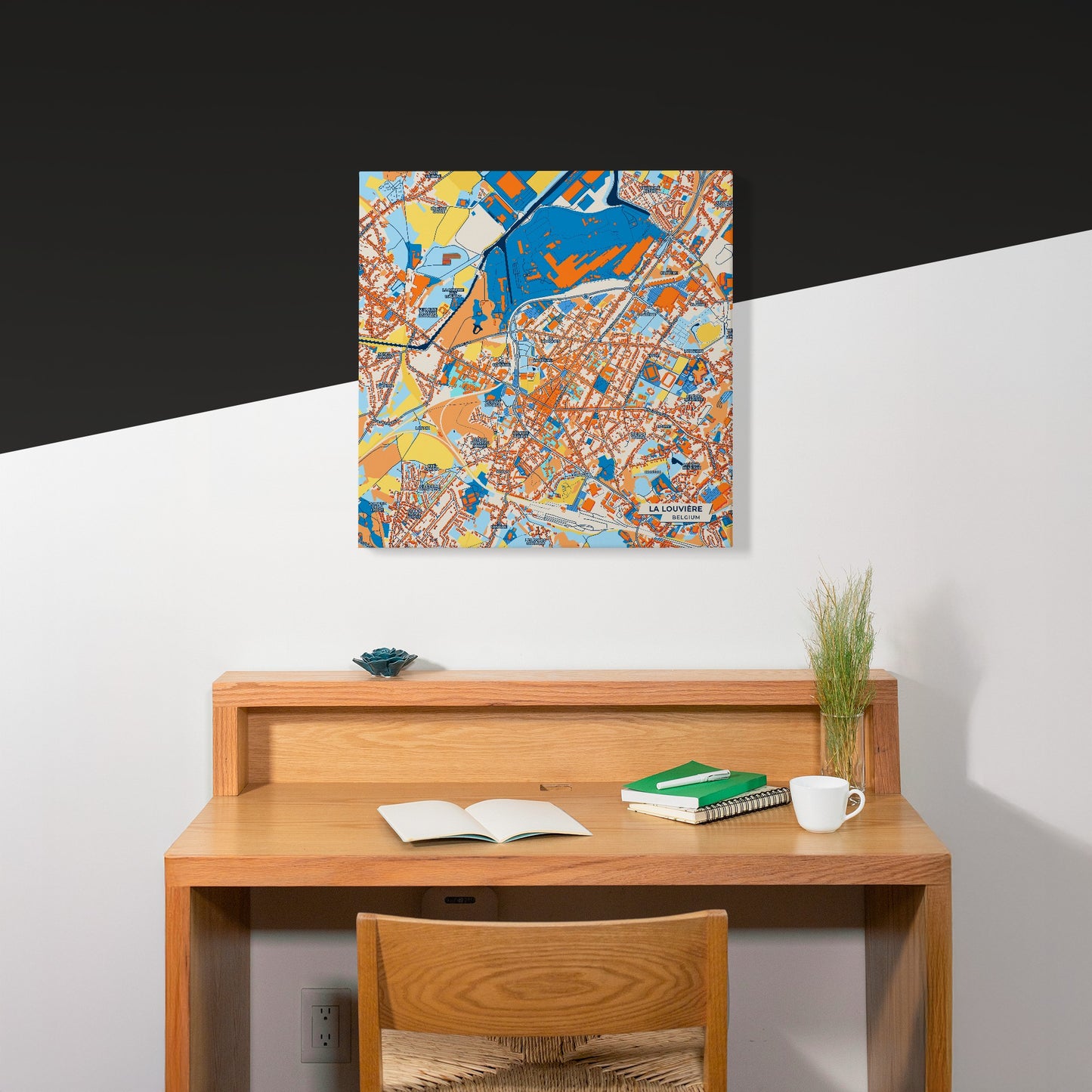 La Louvière Belgium Colorful City Map Canvas Print Scene