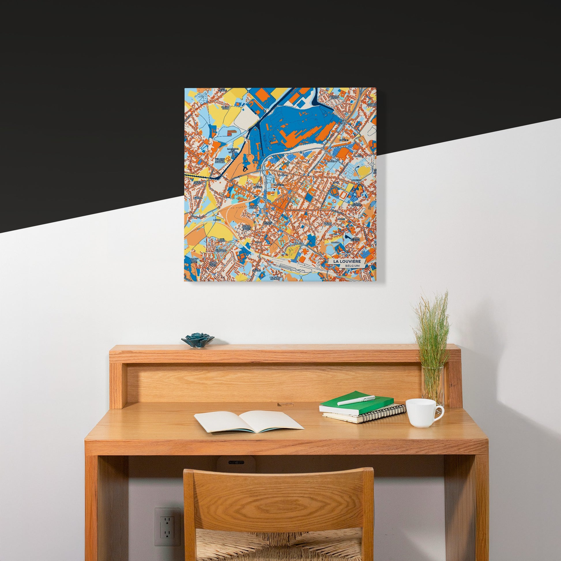 La Louvière Belgium Colorful City Map Canvas Print Scene