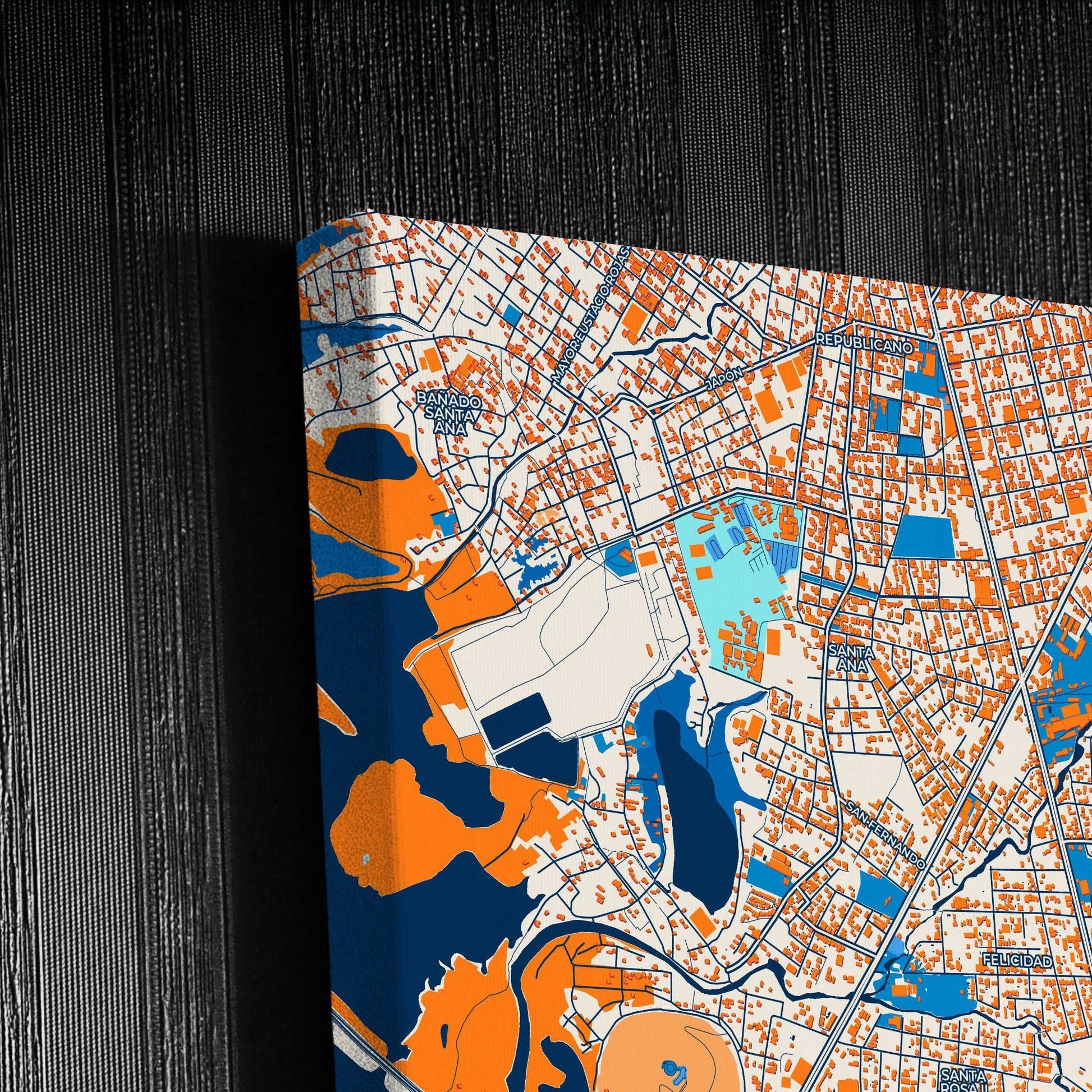 Lambare Paraguay Colorful City Map Canvas Print Detail