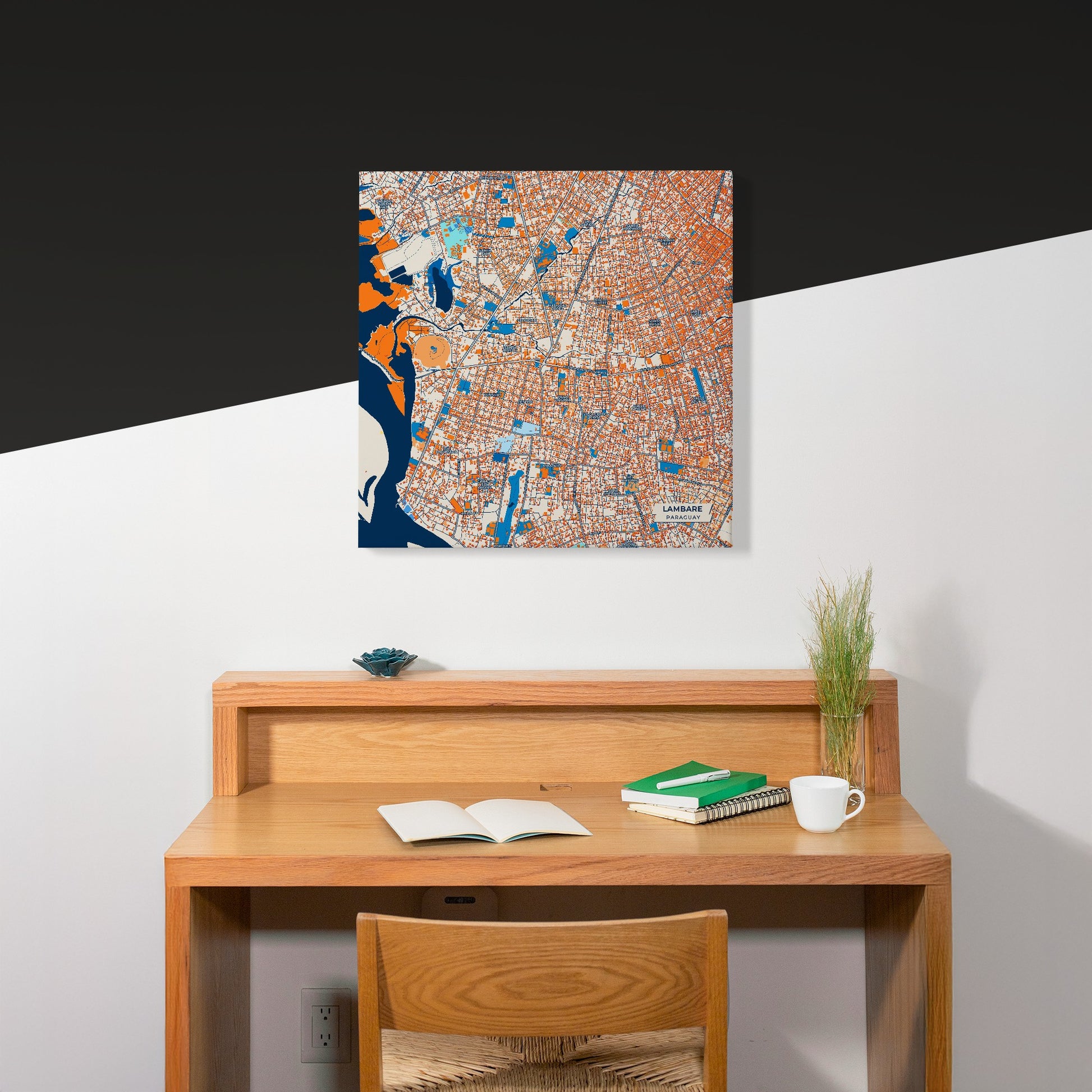 Lambare Paraguay Colorful City Map Canvas Print Scene