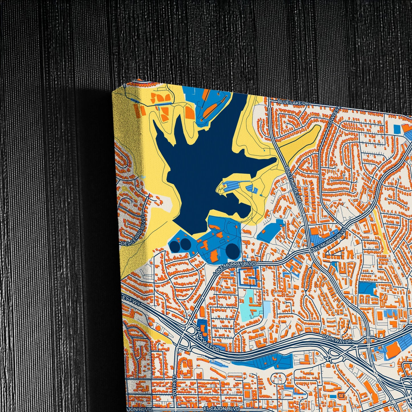 La Mesa California Colorful City Map Canvas Print Detail