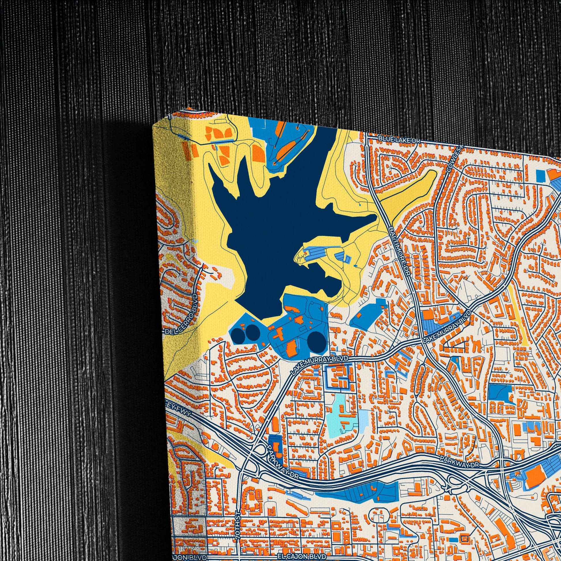 La Mesa California Colorful City Map Canvas Print Detail