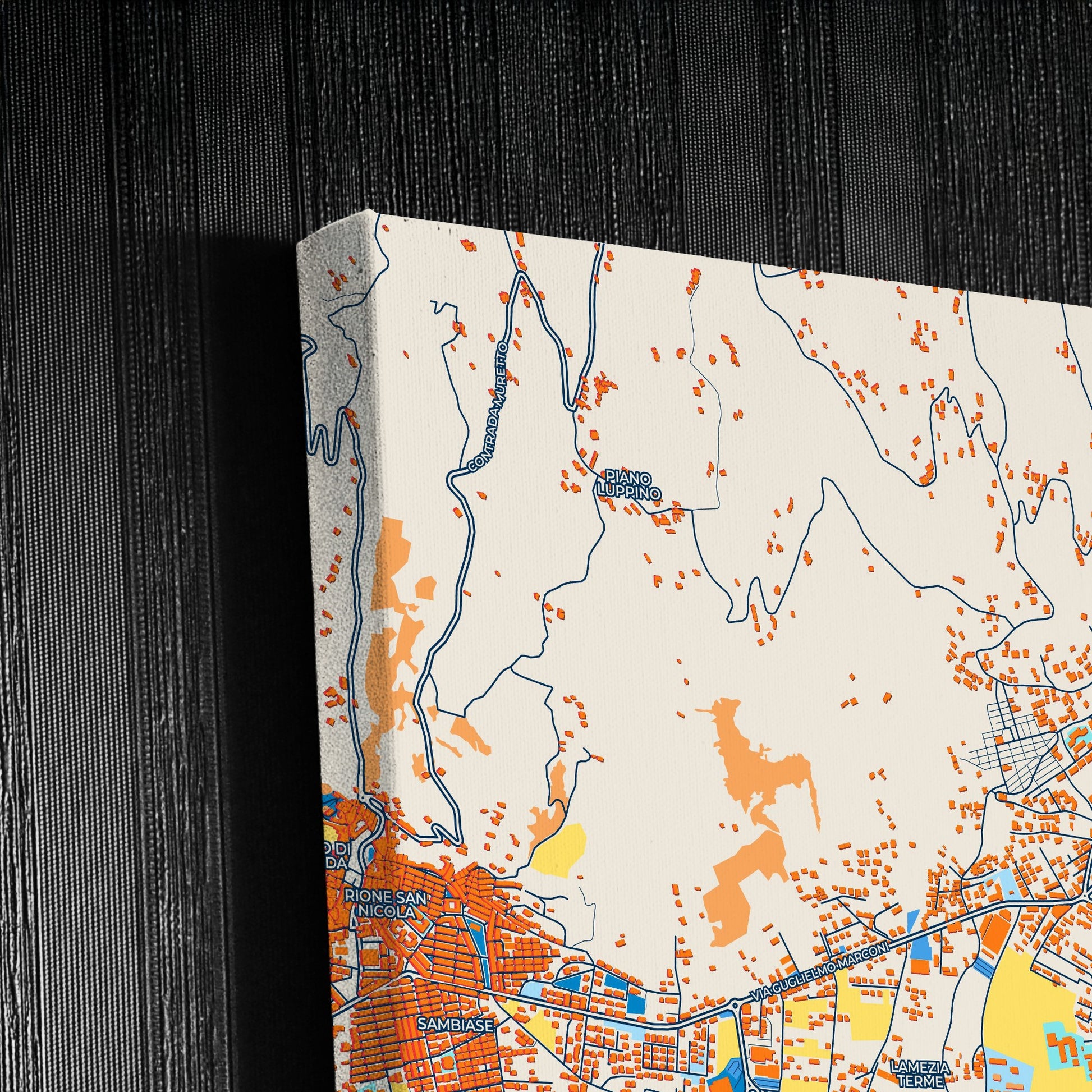 Lamezia Terme Italy Colorful City Map Canvas Print Detail