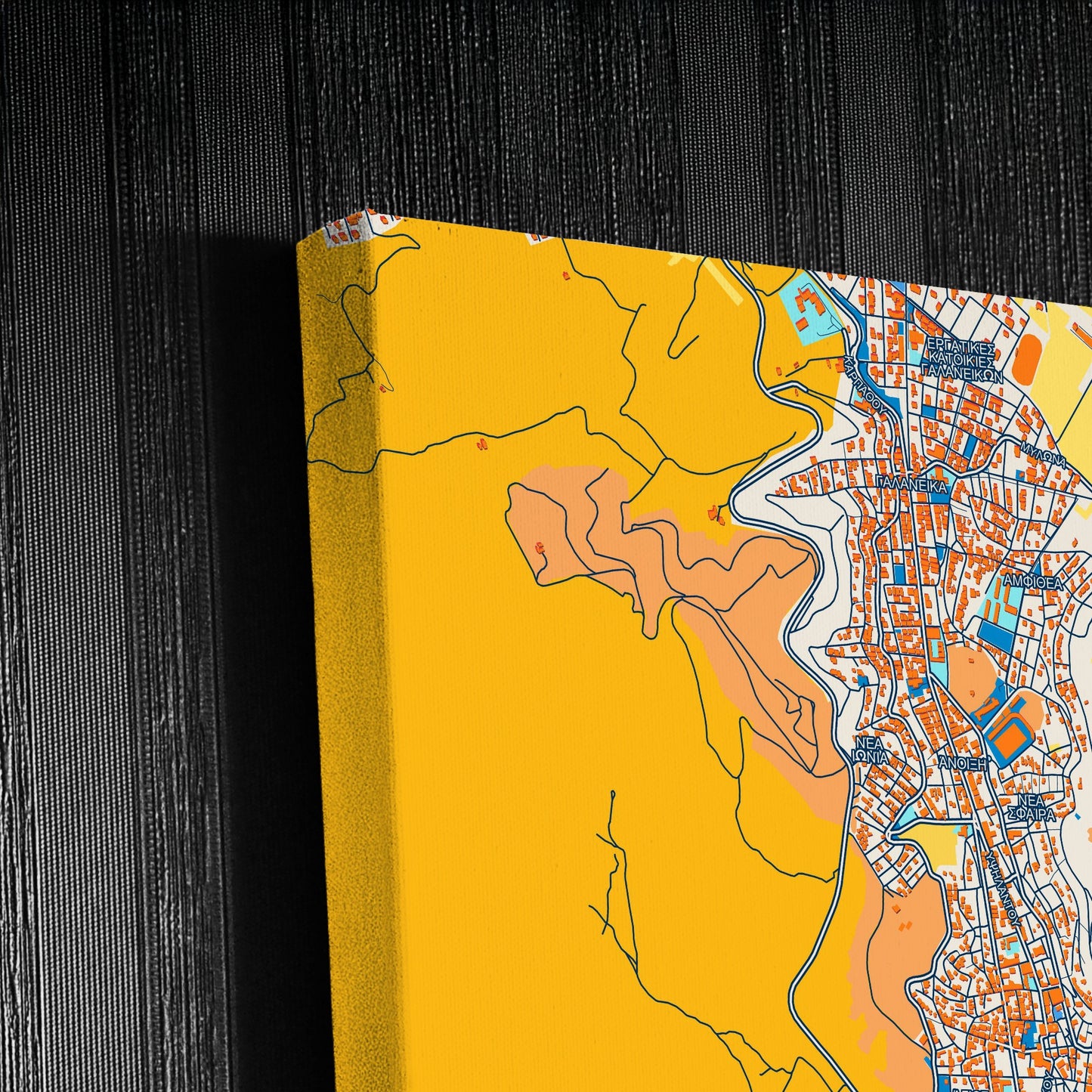 Lamia Greece Colorful City Map Canvas Print Detail