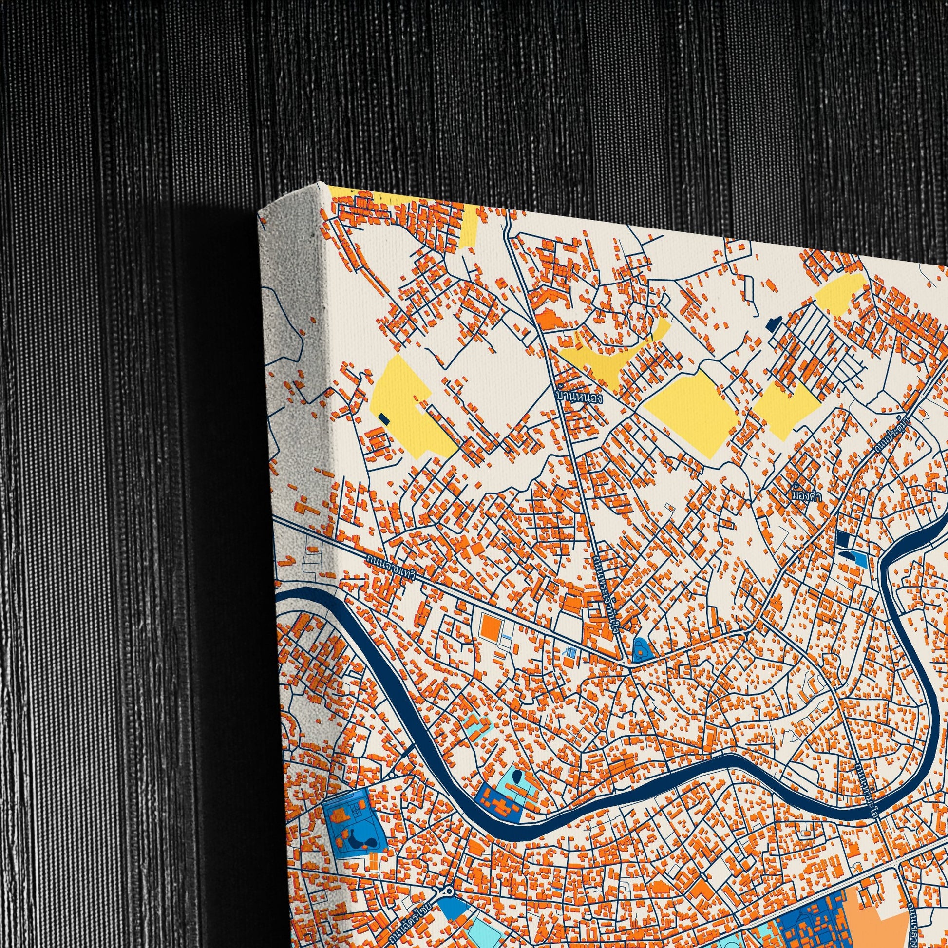 Lampang Thailand Colorful City Map Canvas Print Detail