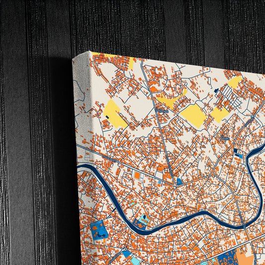 Lampang Thailand Colorful City Map Canvas Print Detail