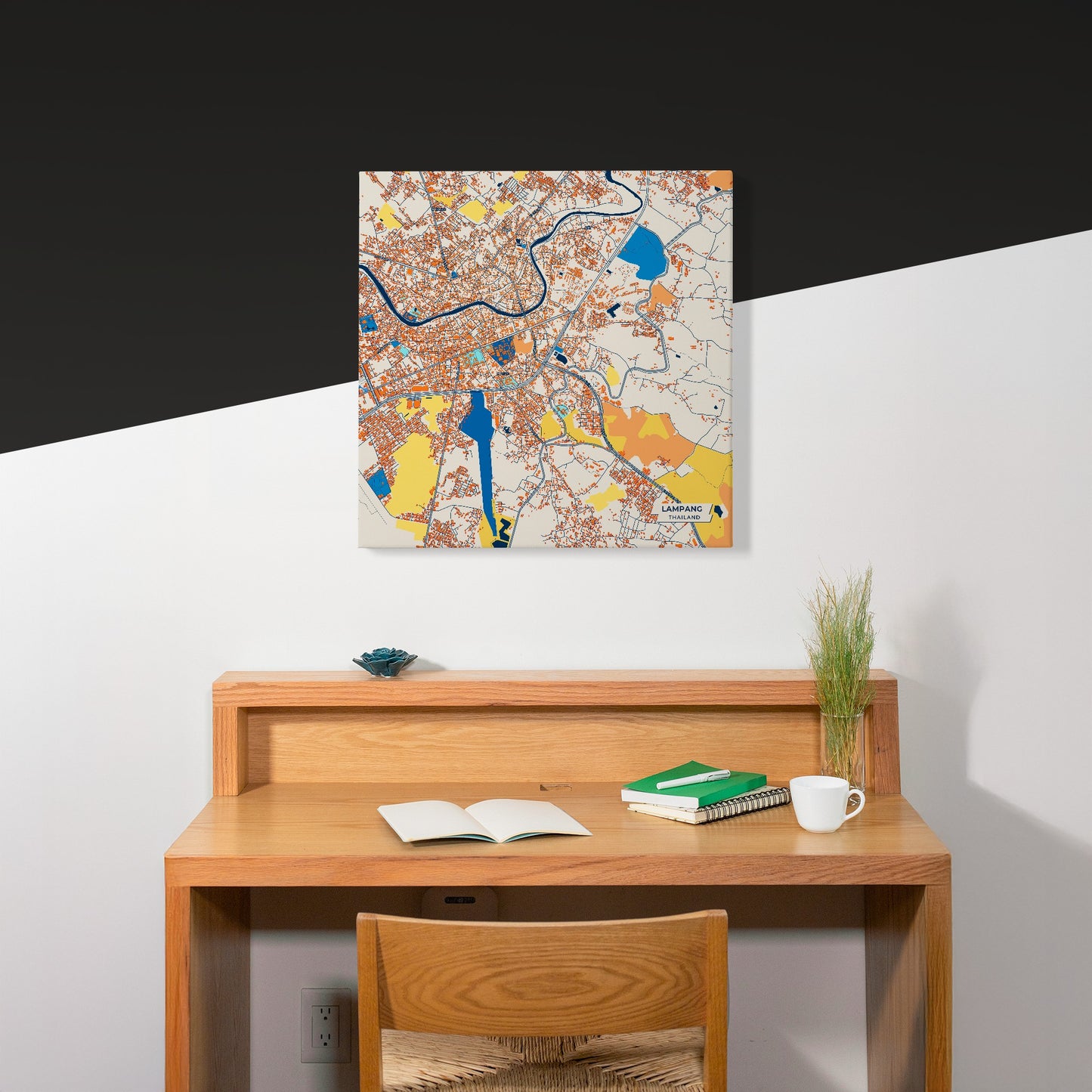 Lampang Thailand Colorful City Map Canvas Print Scene