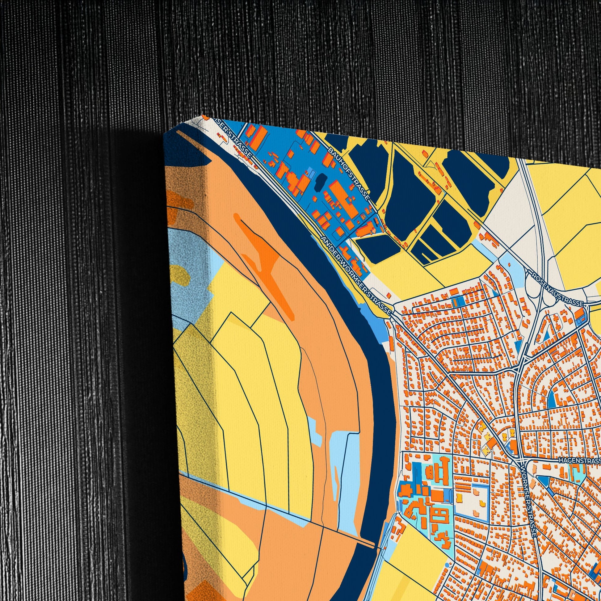 Lampertheim Germany Colorful City Map Canvas Print Detail