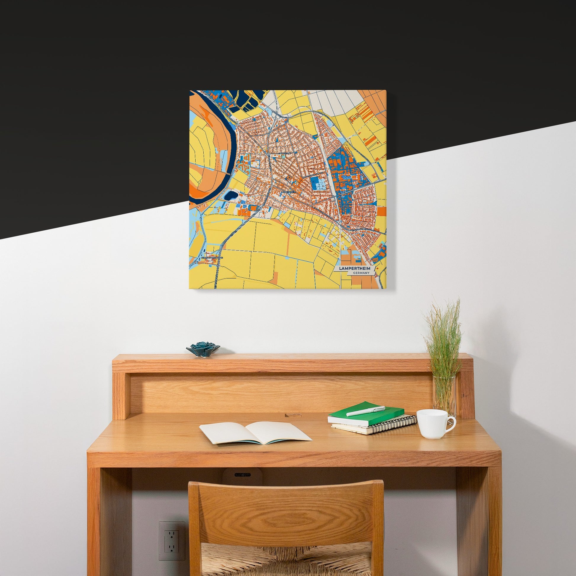Lampertheim Germany Colorful City Map Canvas Print Scene