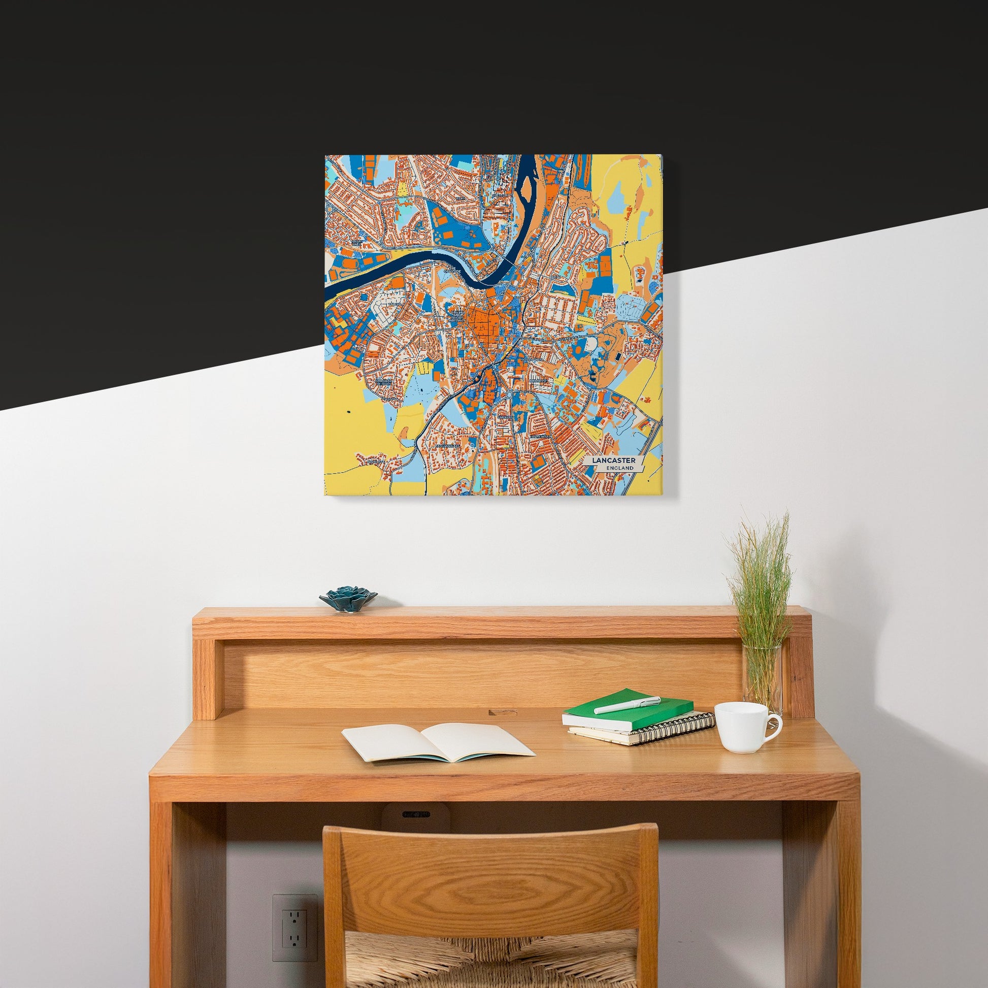 Lancaster England Colorful City Map Canvas Print Scene