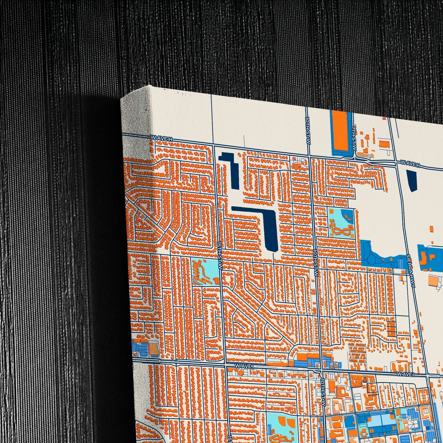 Lancaster California Colorful City Map Canvas Print Detail