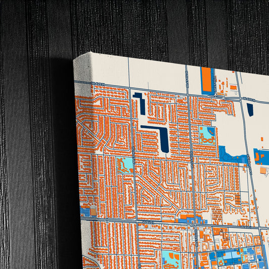 Lancaster California Colorful City Map Canvas Print Detail