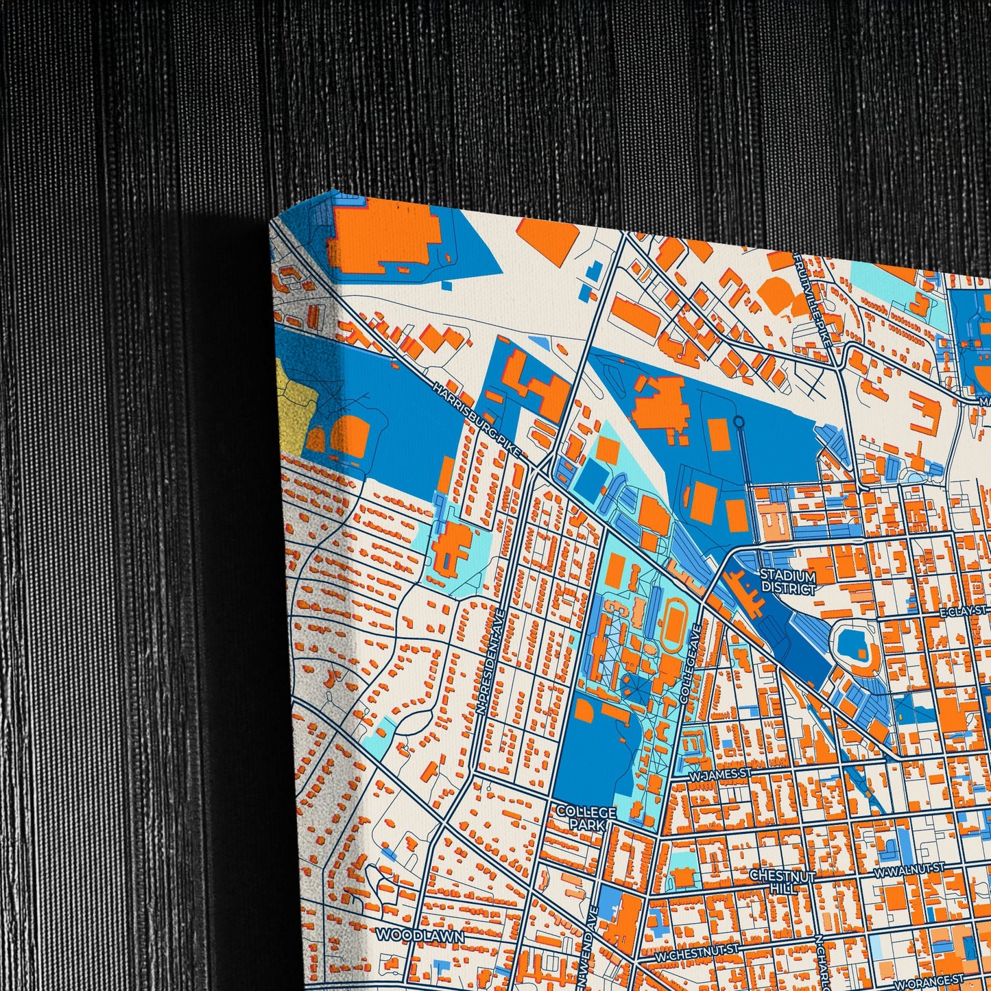 Lancaster Pennsylvania Colorful City Map Canvas Print Detail